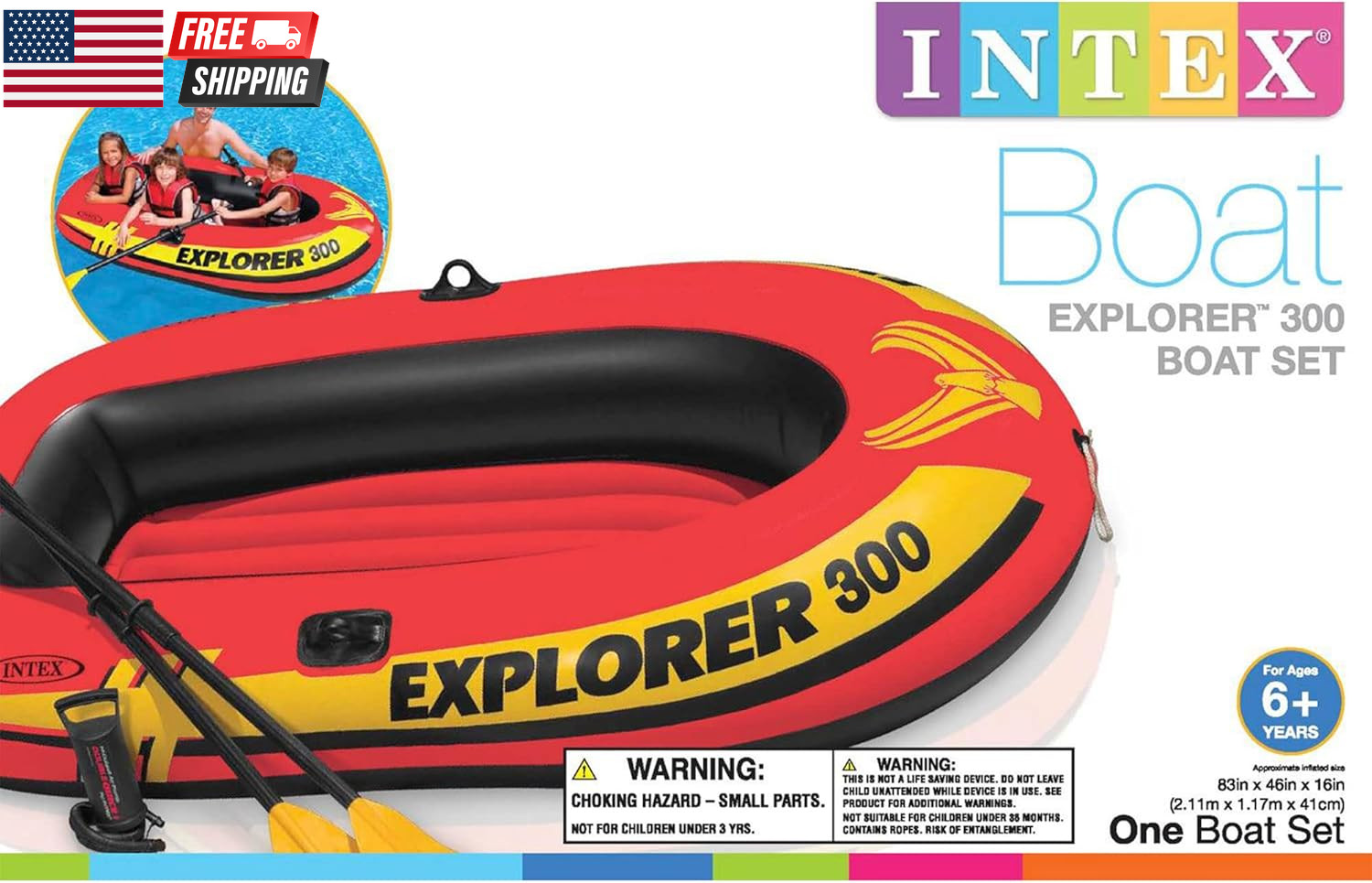 INTEX Explorer Compact Inflatable Boat Series: Dual Air Chambers – Welded Oar Lo
