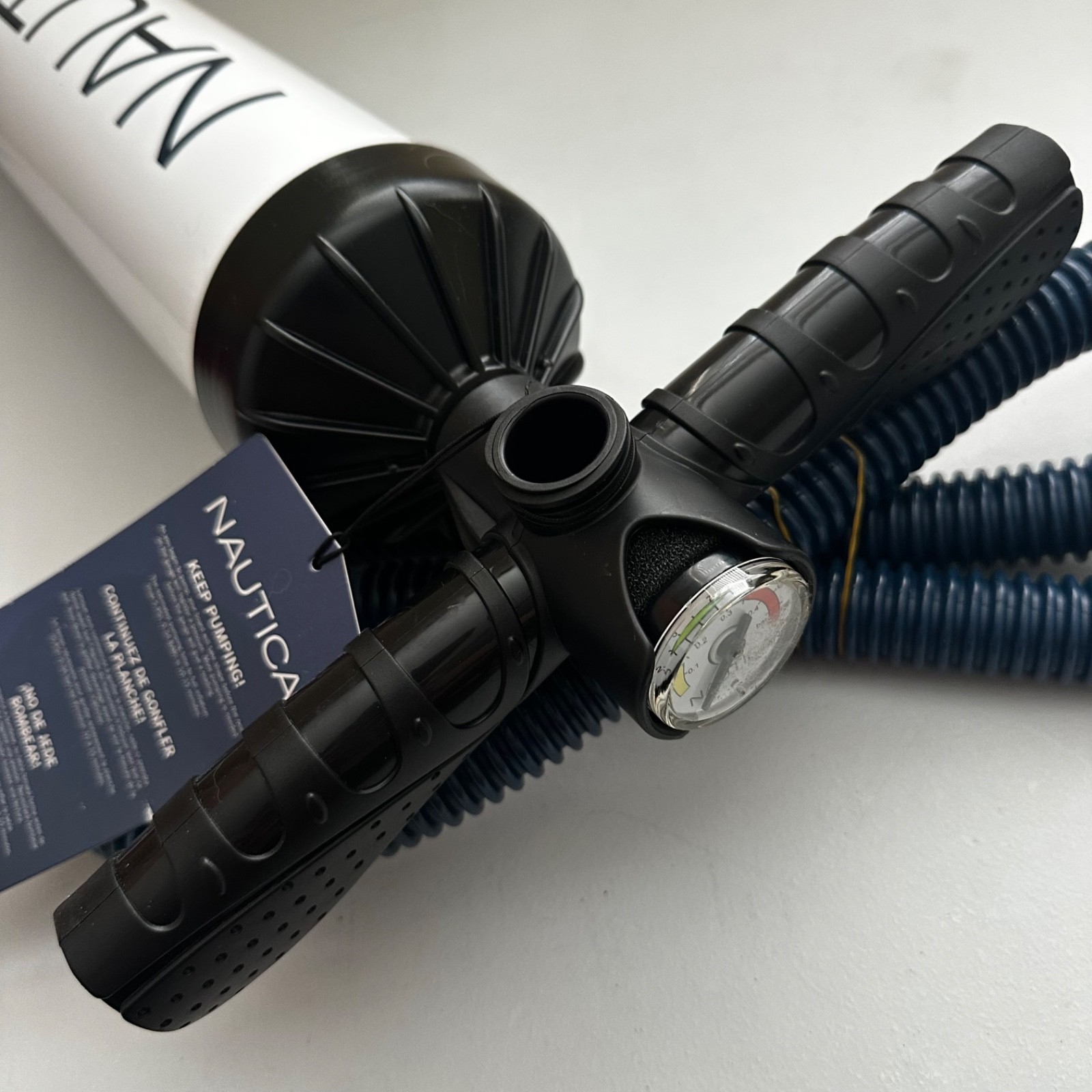 Nautica Dual-Action Hand Pump w/ Gauge | Kayak Raft Mat Inflator | 5 PSI Manual