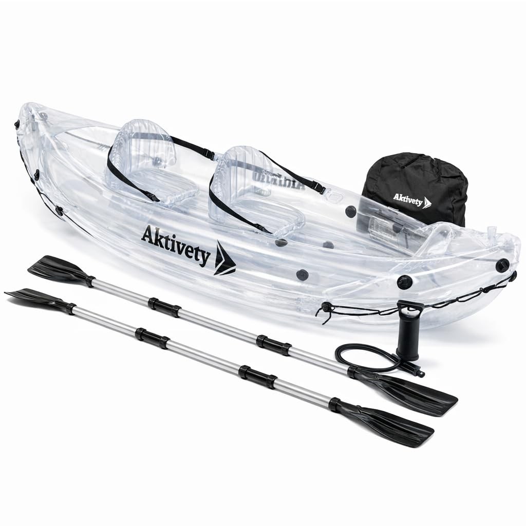 Clear Kayak – Transparent 2-Seater Inflatable Tandem for Two Adults – See-Throug