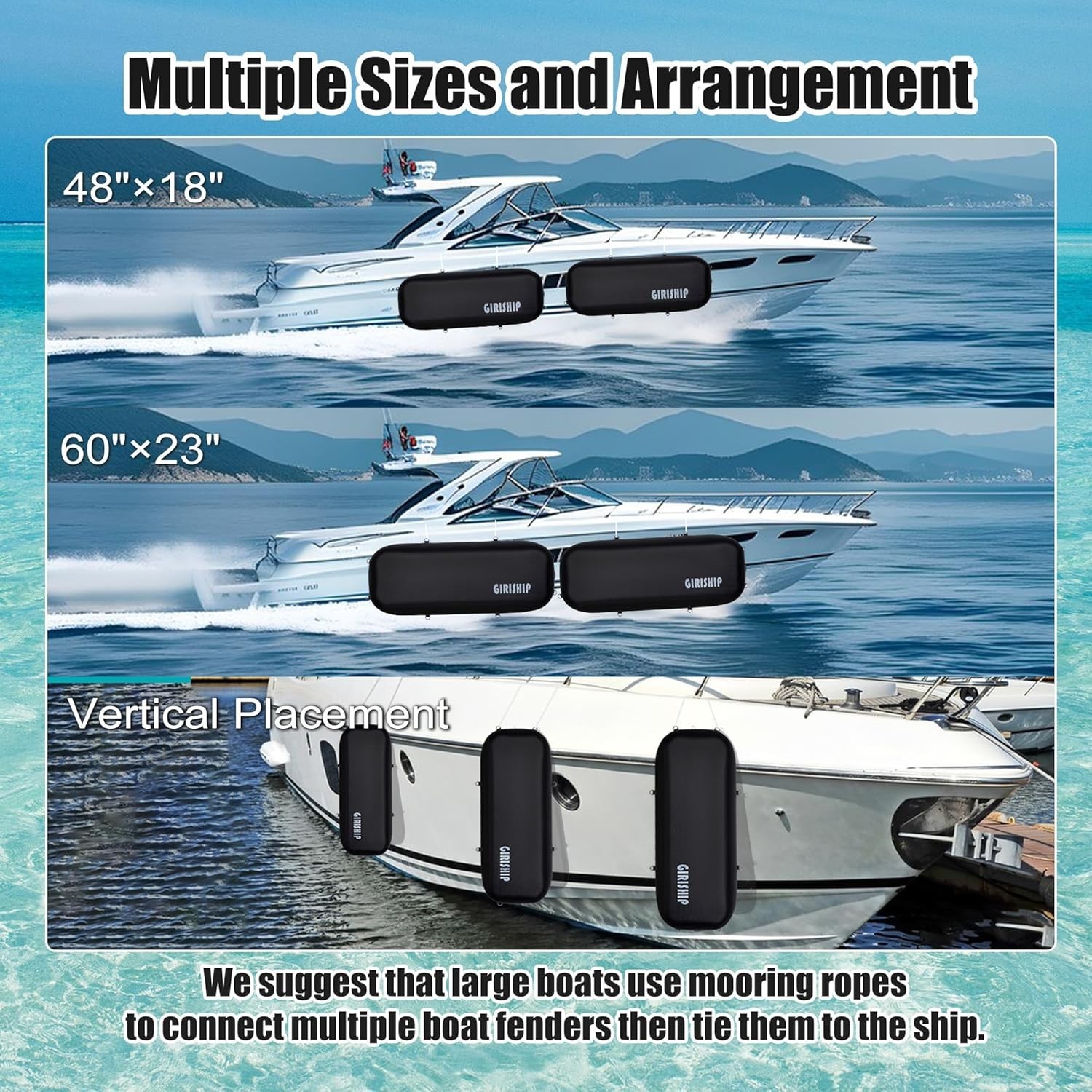 Sturdy 6/10FT Inflatable Dock Fenders with Storage Bag – Ideal for Marine Crafts