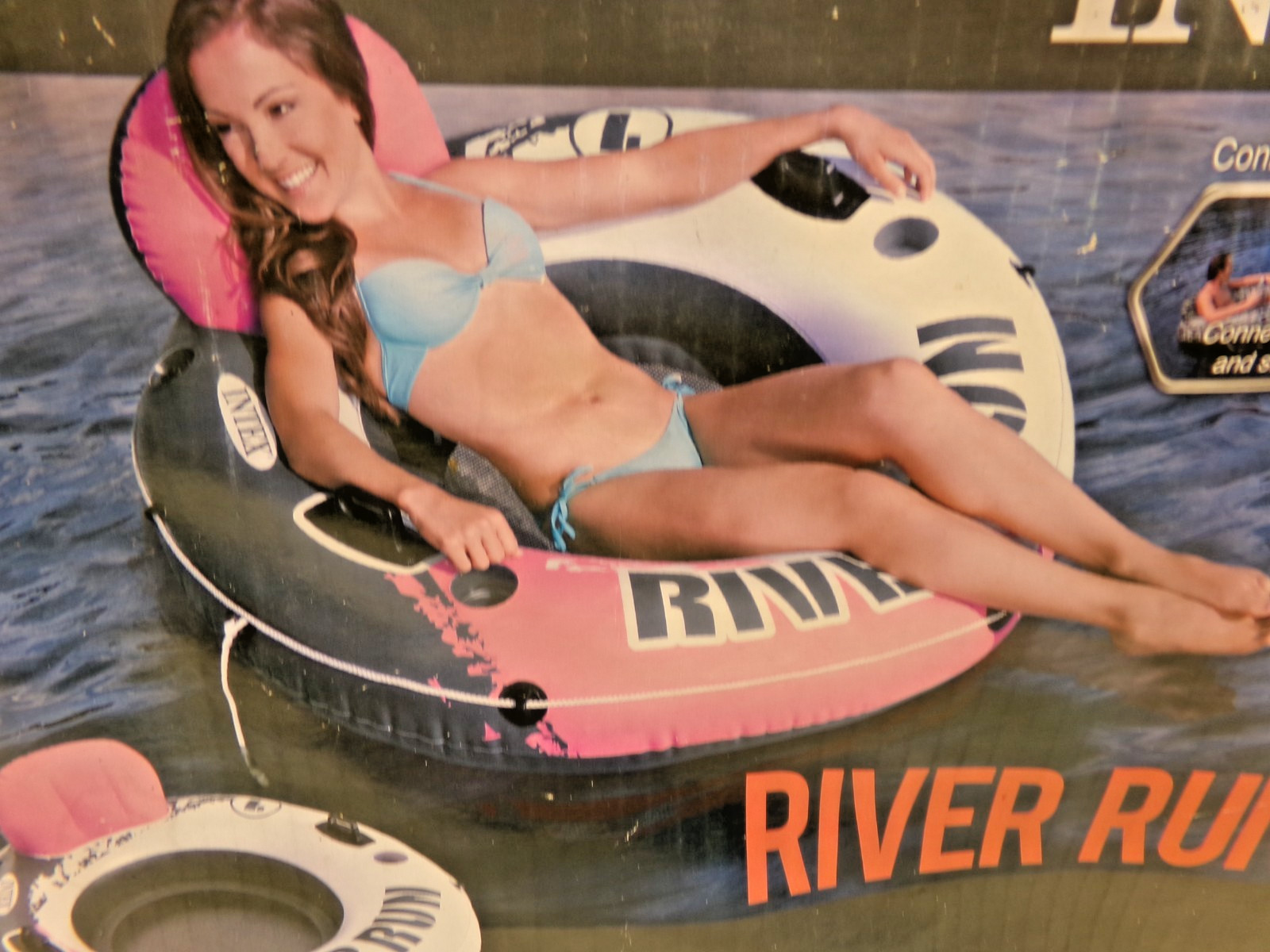 Intex River Run I 53 inch Diameter Inflatable Sport Lounge Water Float