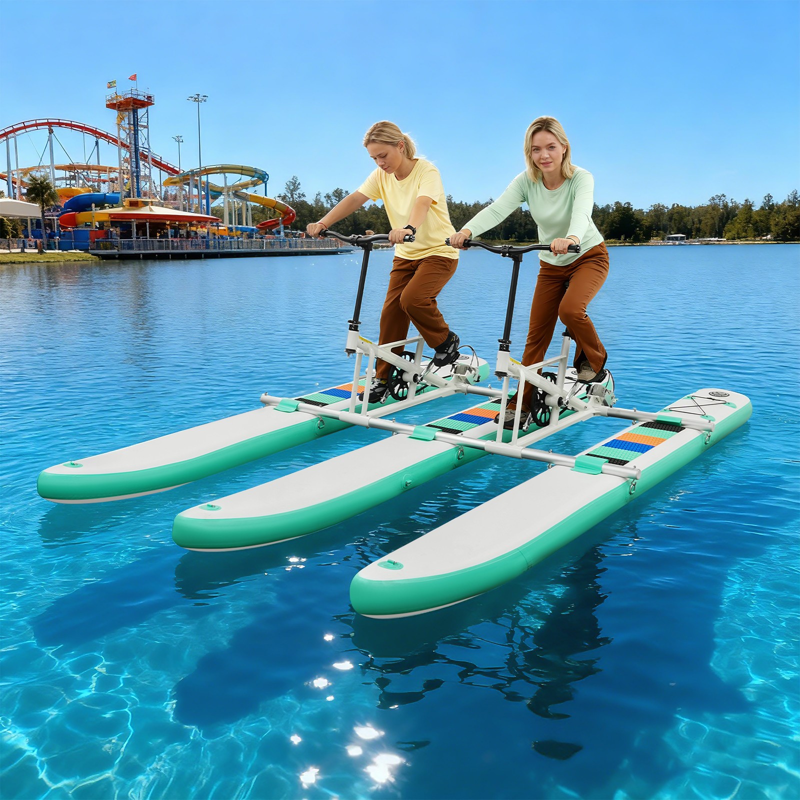 Inflatable pedal boat inflatable water bike water bike for 2 people for Lake/Sea
