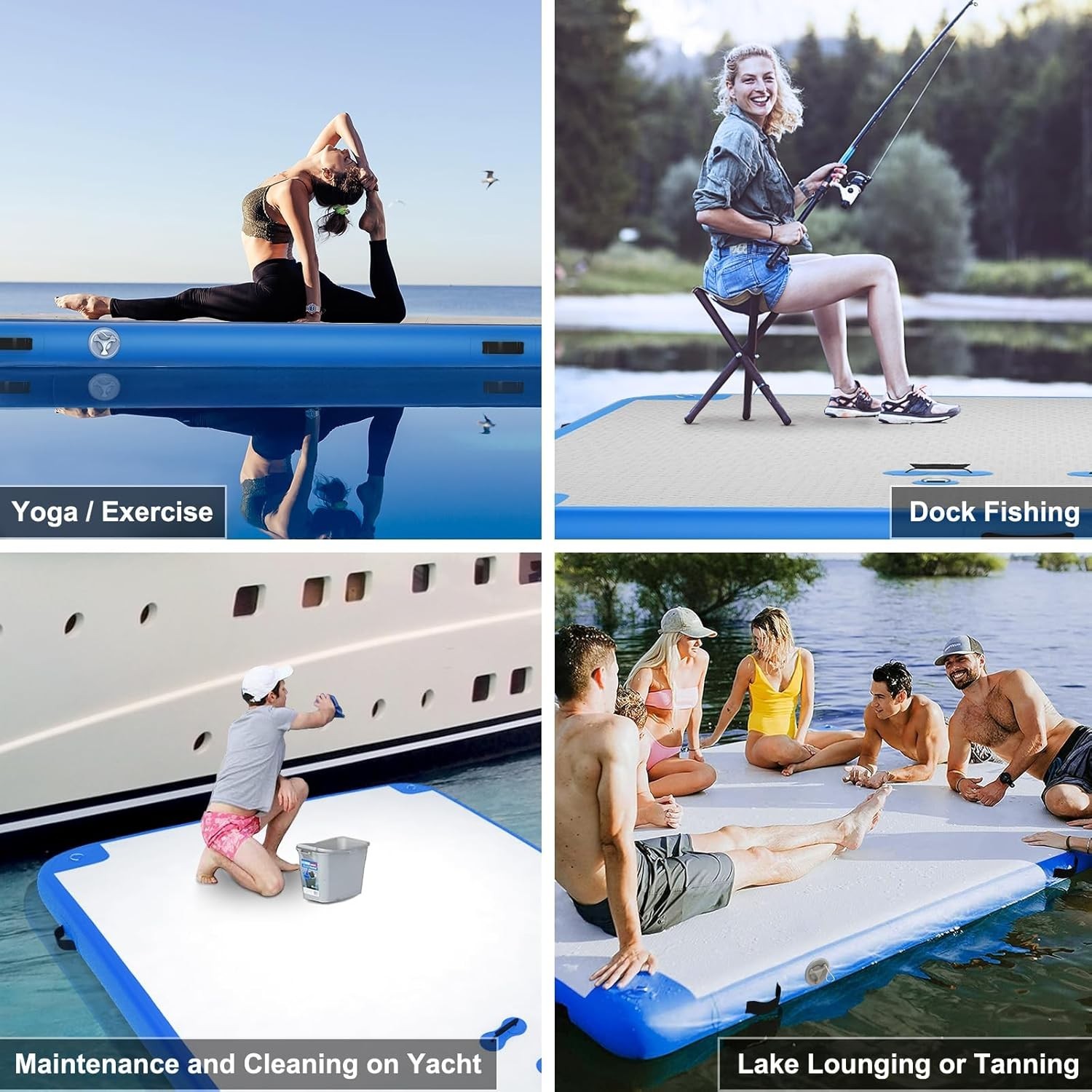 6’x10′ Inflatable Lake Deck,None-Slip Surface Swim Deck,Float Dock w/ Air Pump