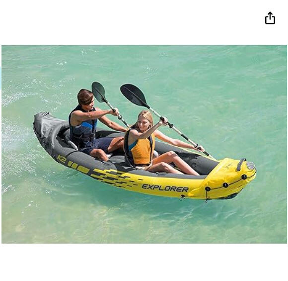 Inflatable Kayak Set Deluxe Aluminum Oars Pump Super Strong PVCAdjustable Seats