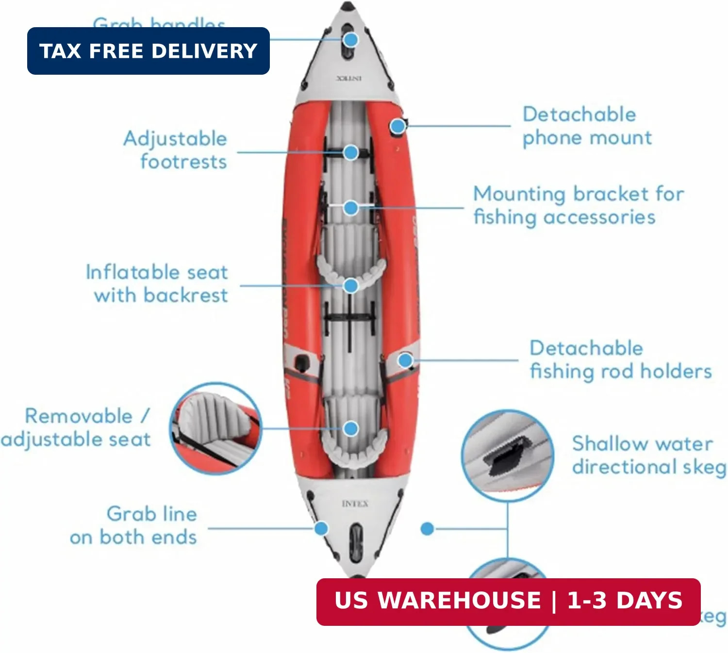 68309EP Excursion Pro K2 Inflatable Kayak Set: Includes Deluxe 86in Kayak