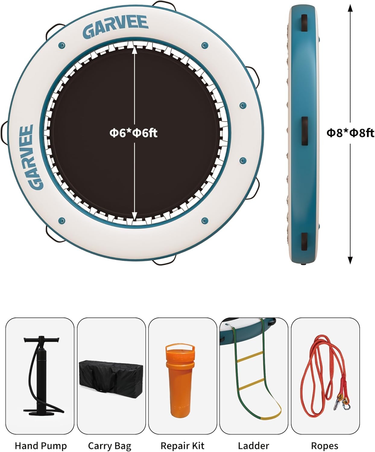 10FT/8FTInflatable Floating Dock Inflatable Dock Floating Platform & Mesh Pool