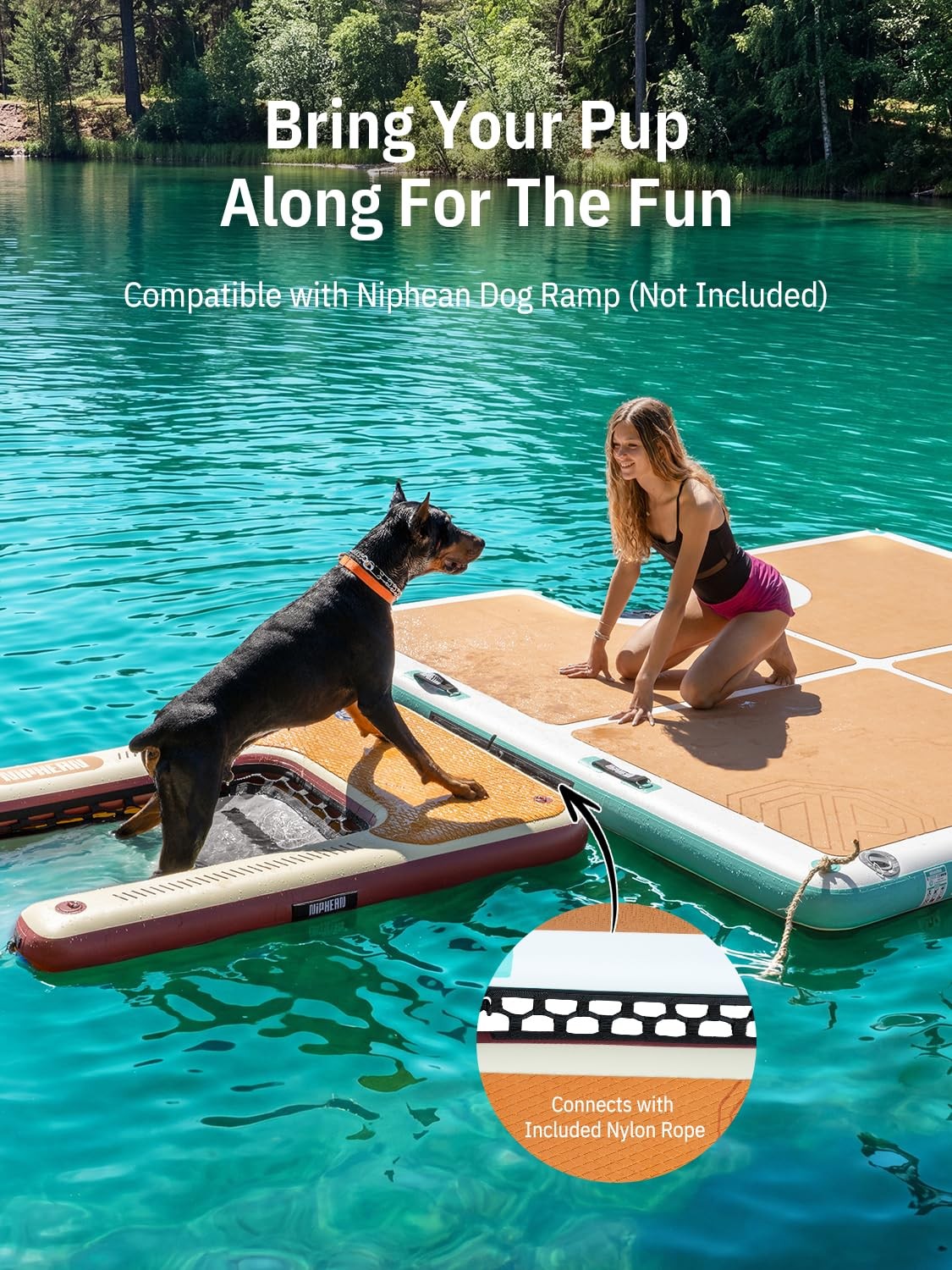 Floating Dock, Non-Slip Inflatable Dock with Upgraded Ladder & 9 Handles, Stu…