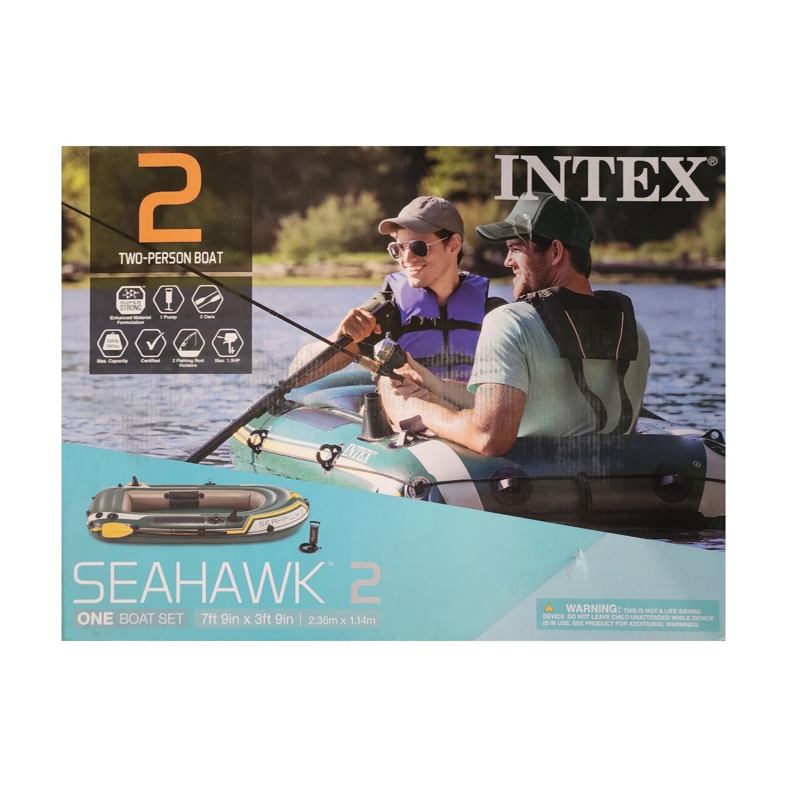 Intex Seahawk 2 Two-Person Inflatable Boat, 93 In. X 45 In. X 16 In.