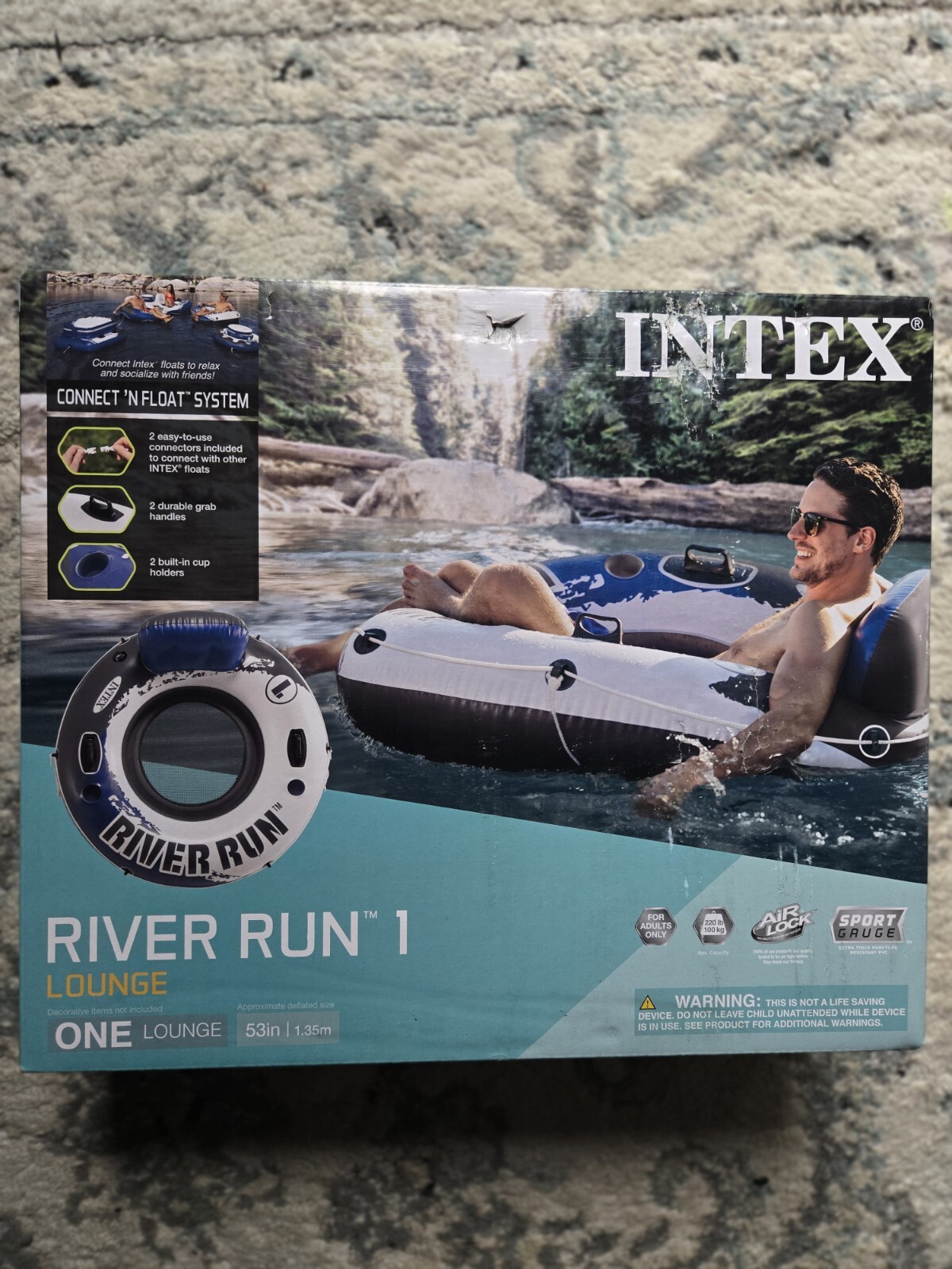 Intex River Run Lounge Tube 53″ Inflatable Water Float Backrest/Mesh Bottom NEW