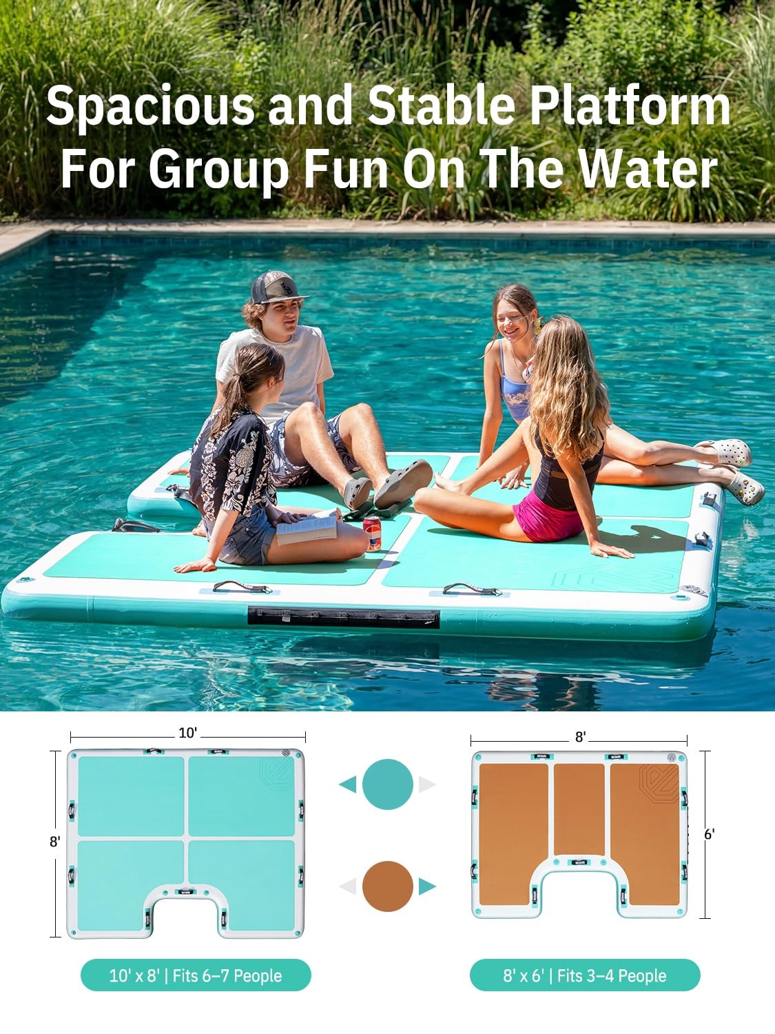 Floating Dock, Non-Slip Inflatable Dock with Upgraded Ladder & 9 Handles, Stu…