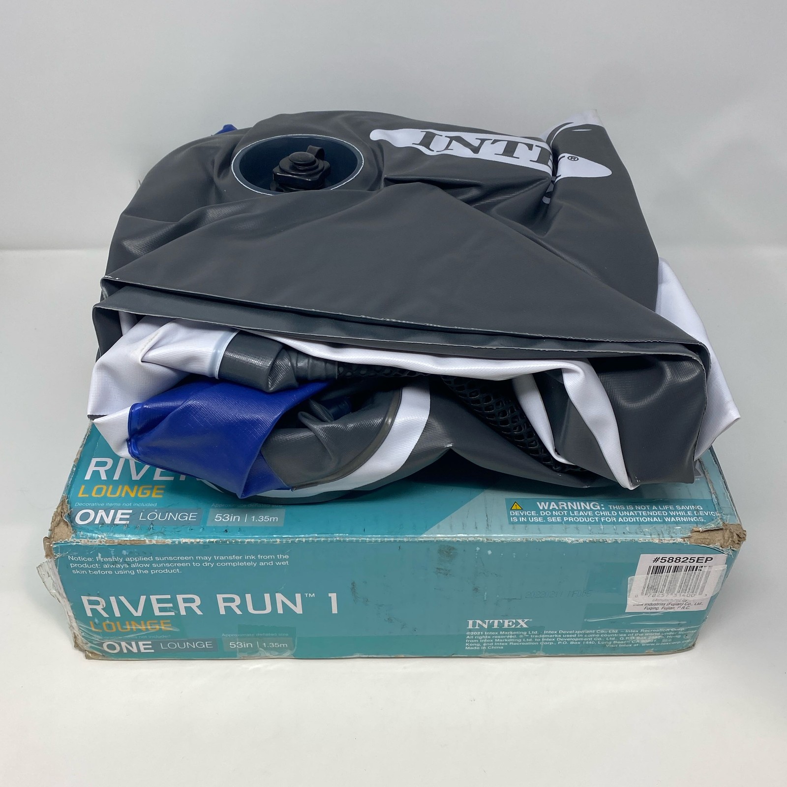 Intex River Run 1 Lounge Tube Blue 53in 1-Person w/Cup Holders