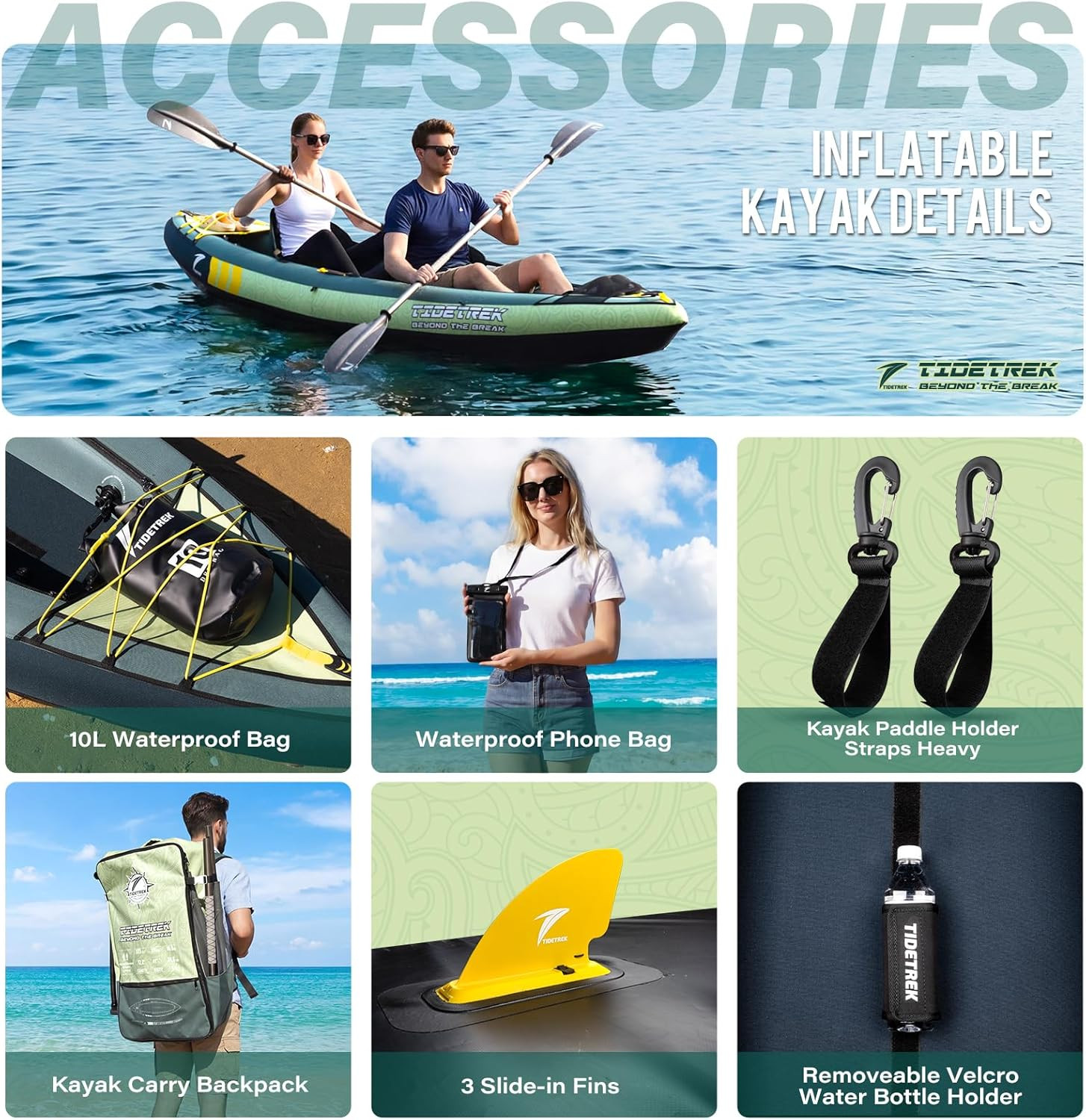 Inflatable Touring Kayak 1-Person & 2-Person with Waterproof Seat & Full Accesso