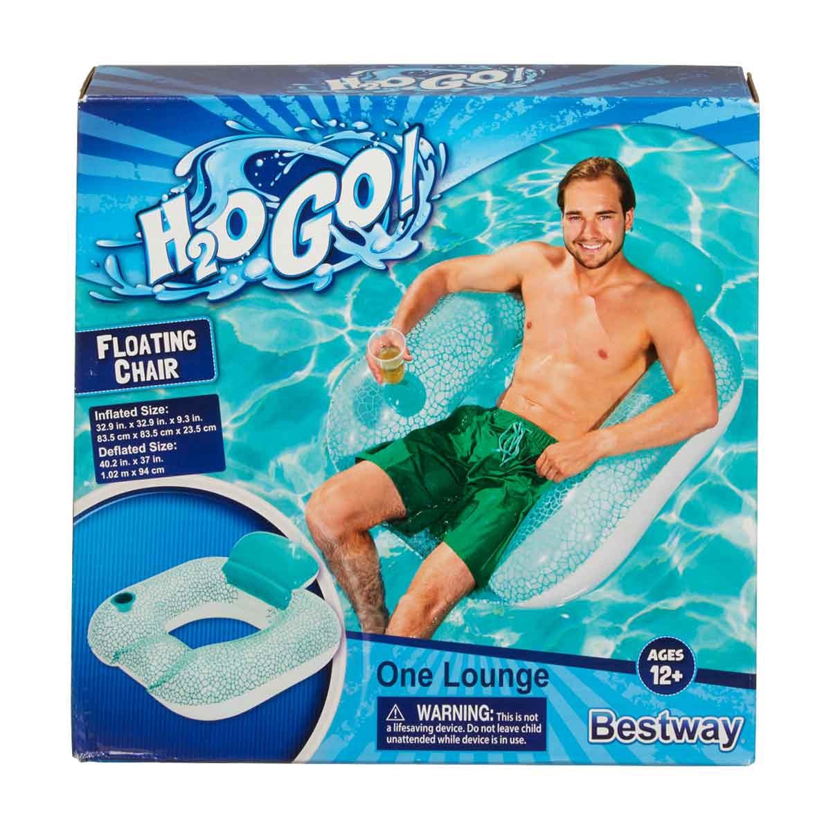 Adjustable Pool Floating Chair Flip Pillow Back Rest W/ Cup Holder Green