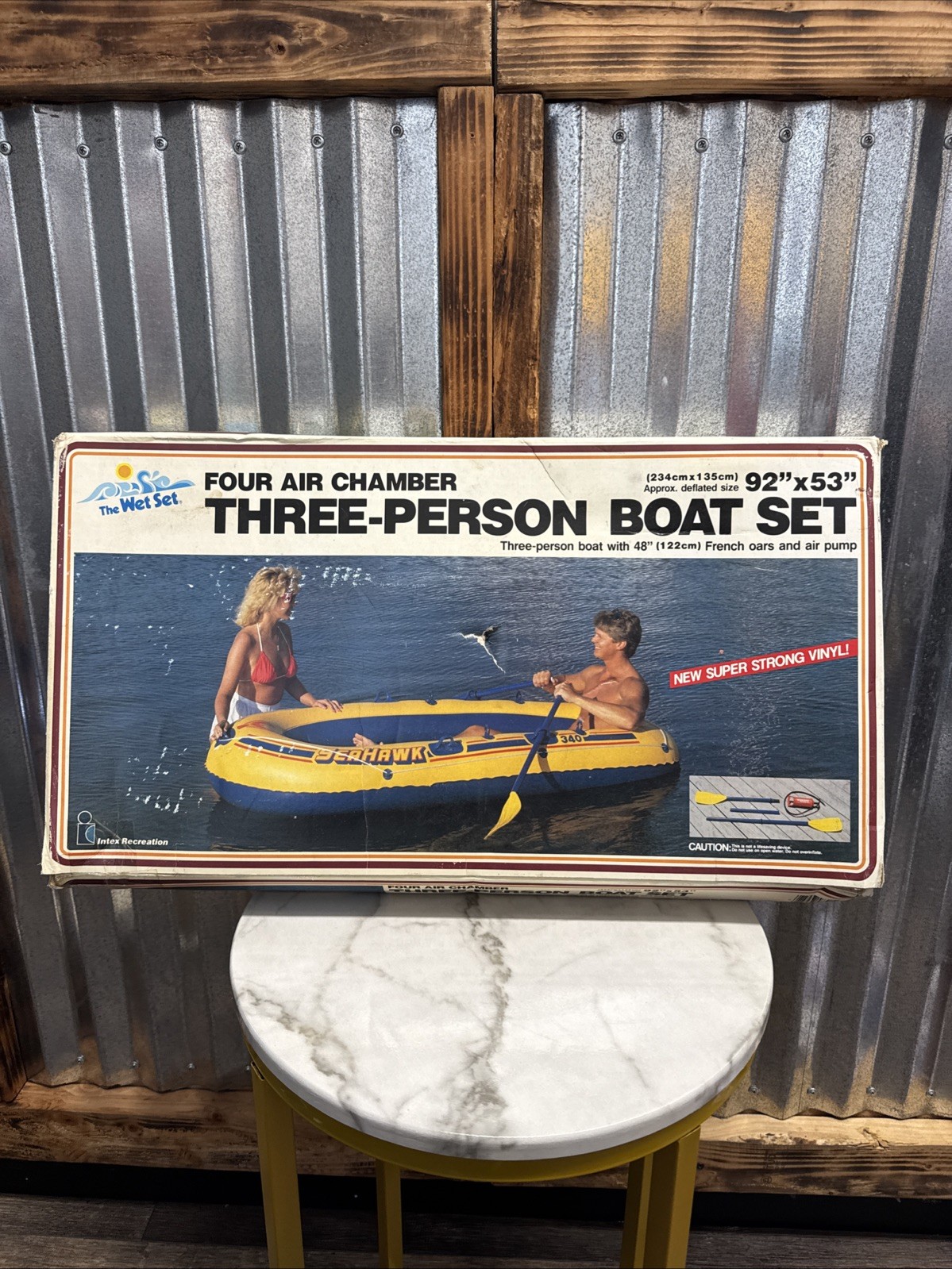 Vintage 1985 Intex The Wet Set Seahawk 340 Inflatable 3 Person Vinyl Boat New