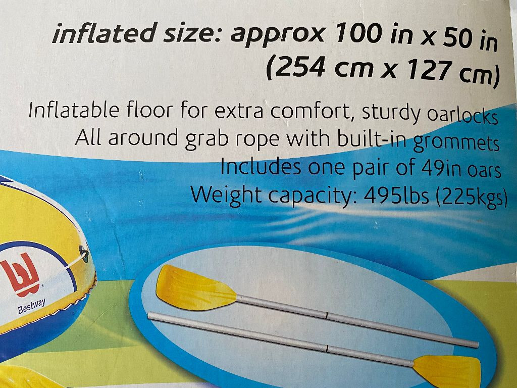 CLEARWATER 2 MAN INFLATABLE RAFT FLOAT BOAT OAR SET OUTDOORMAN NEW