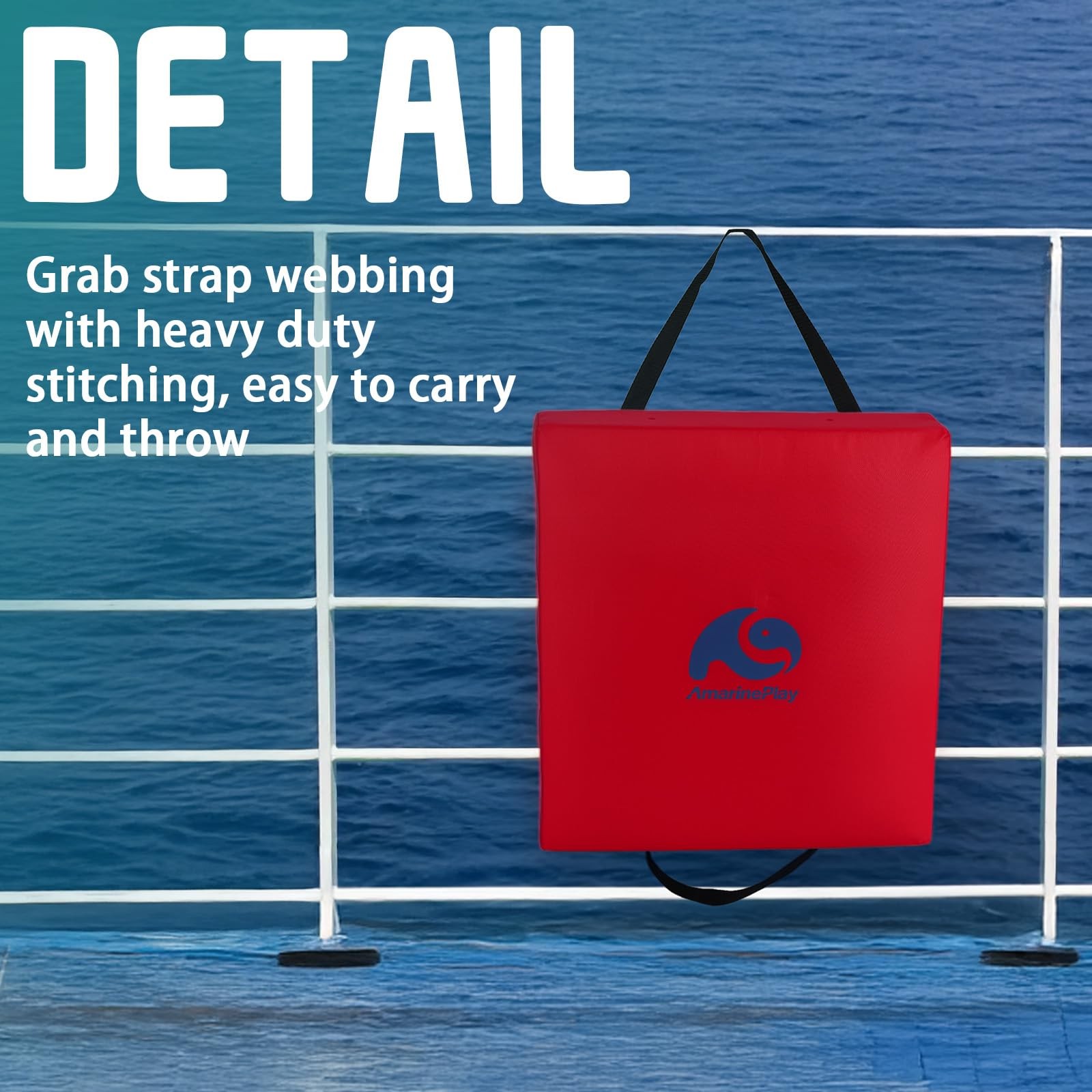 Throwable Flotation Cushion,Emergency Foam Boat 16»Wx14»Lx2.7»H, Red-1pack