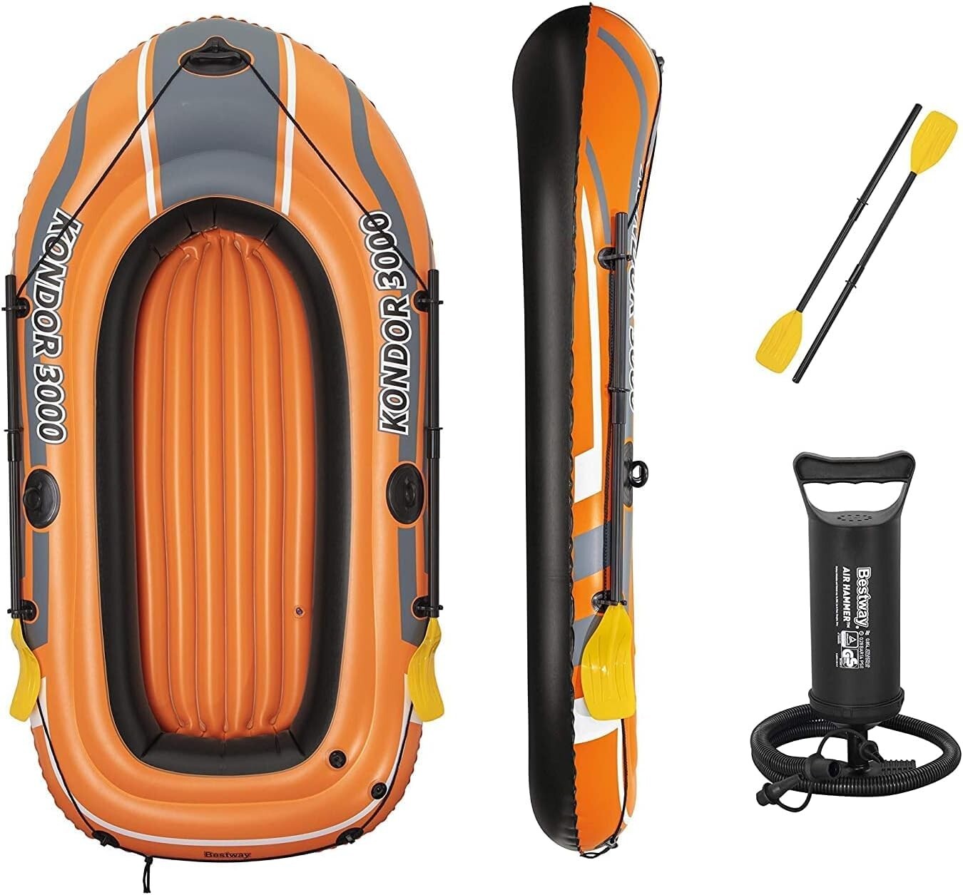 Bestway Kondor 3000 Inflatable Boat Set, Rubber raft 2.20 m x 115 cm