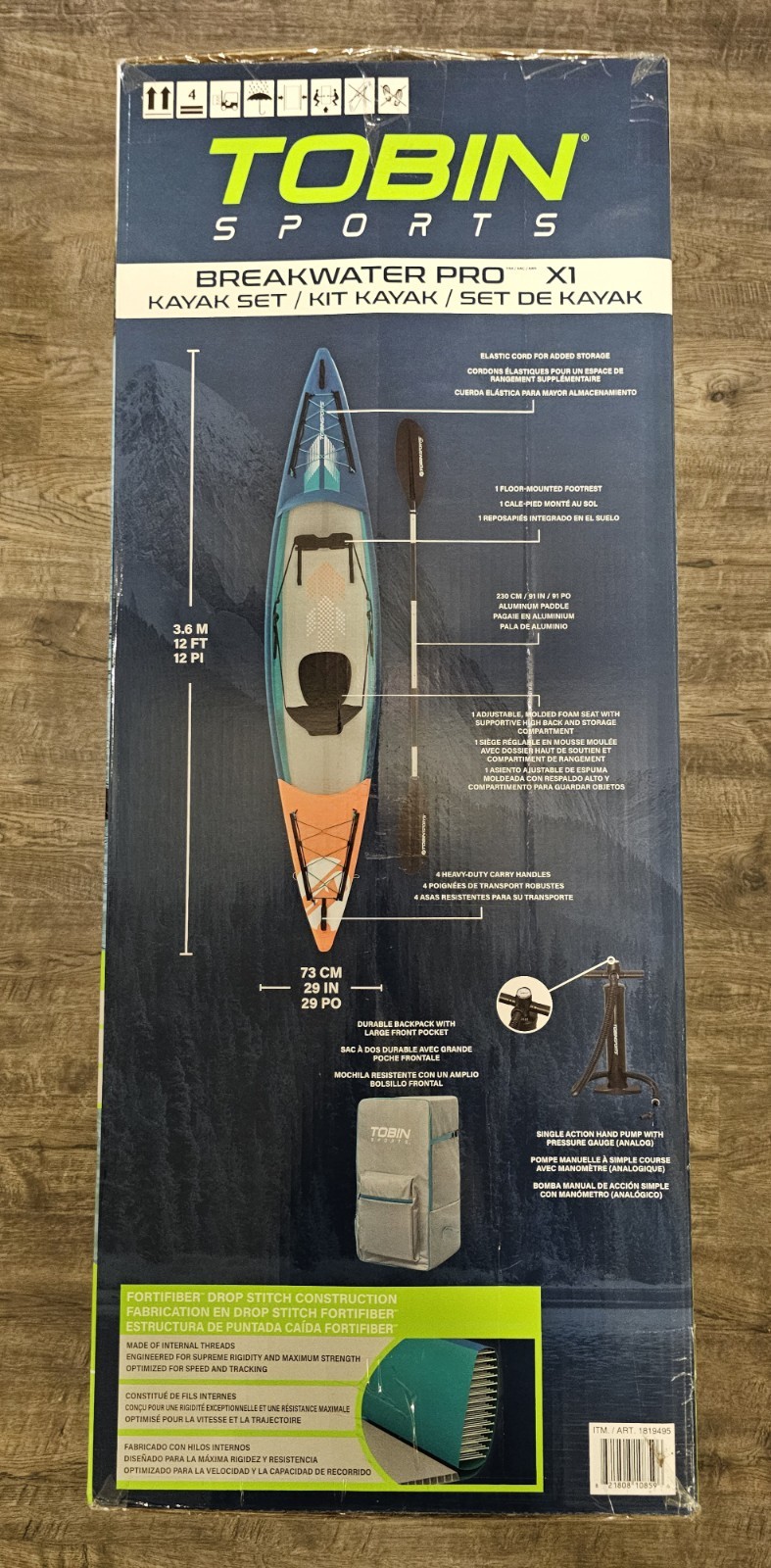 Tobin Sports Breakwater Pro X1 12 ft. Inflatable Kayak With Paddle & Pump – NIB