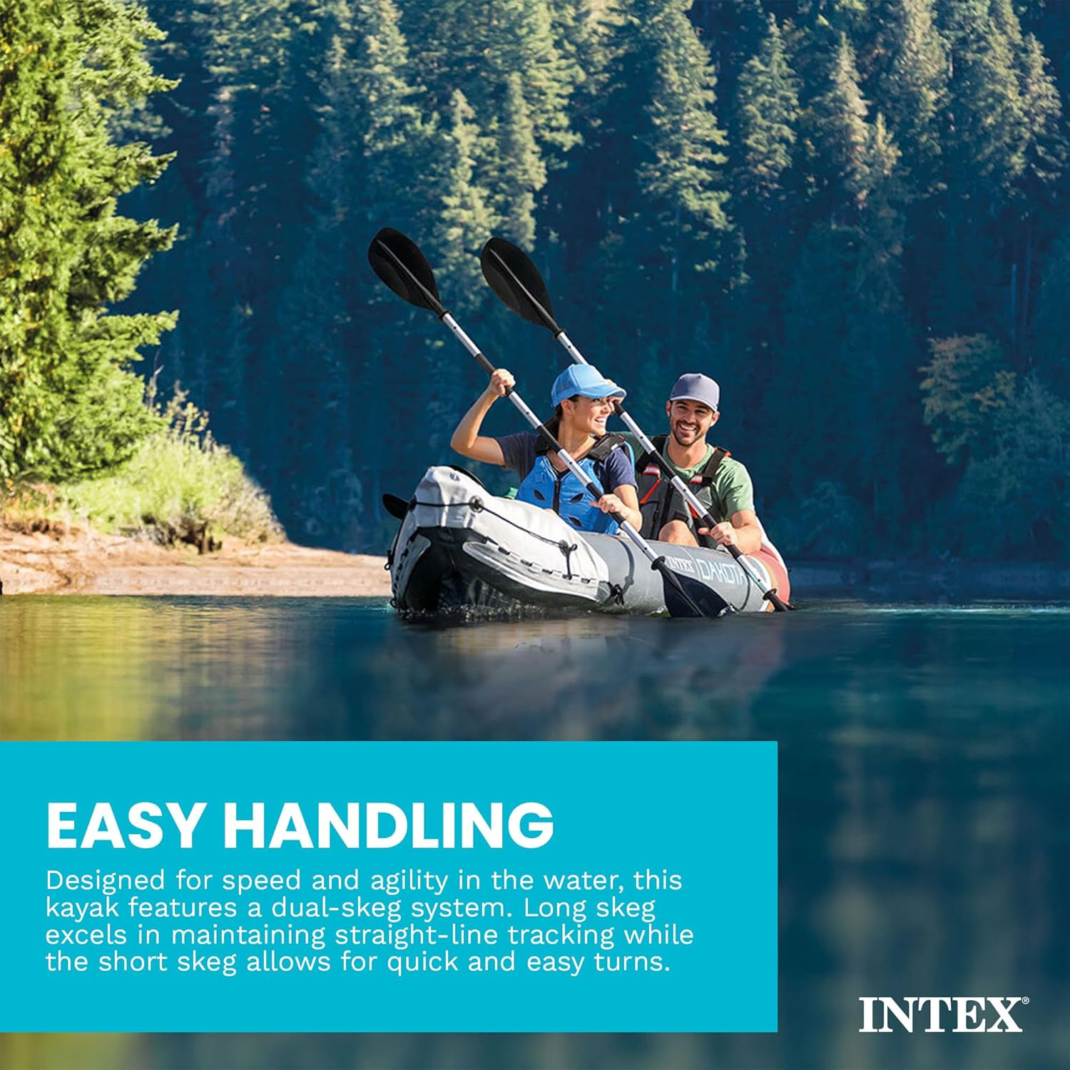 INTEX 2-Person Inflatable Kayak Set, Dakota K2 with 86In Oars and Pump