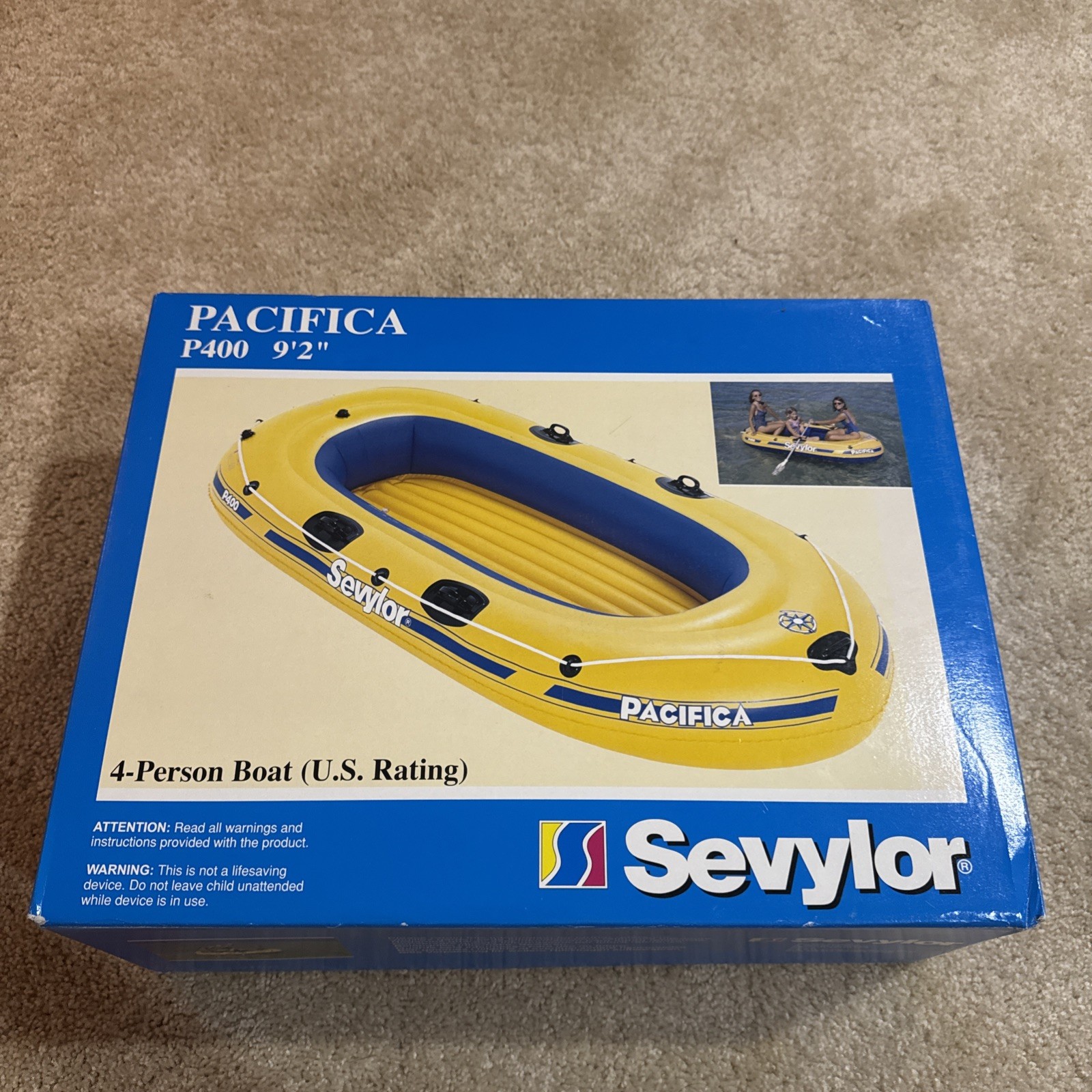 9’ 2” Sevylor Pacifica P400 3- or 4-Person (Up To 700 Lbs) Boat Inflatable Raft