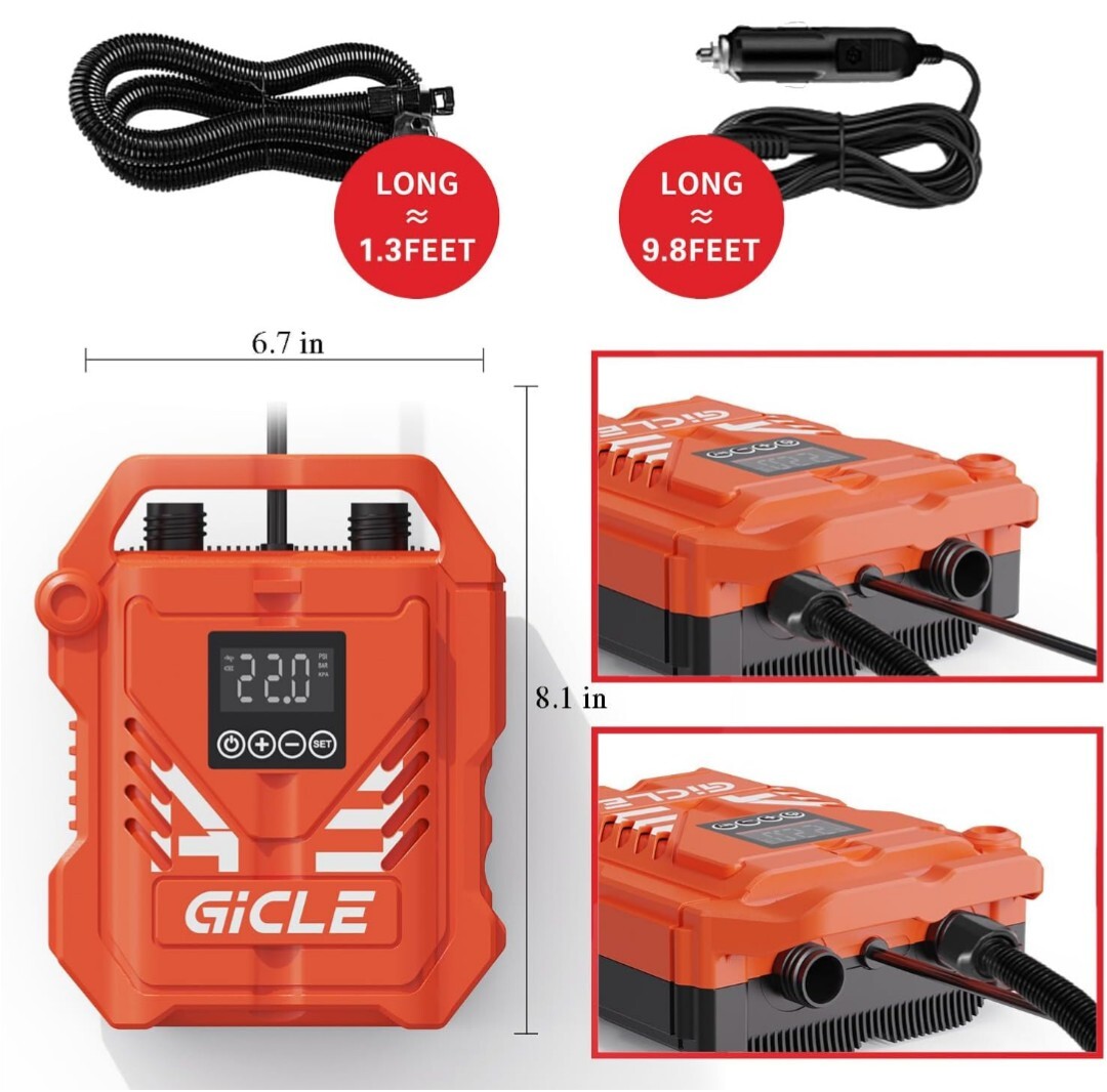 Paddle Board Pump with Auto-Off Function Dual Motor for 10.8ins .. Red in Color