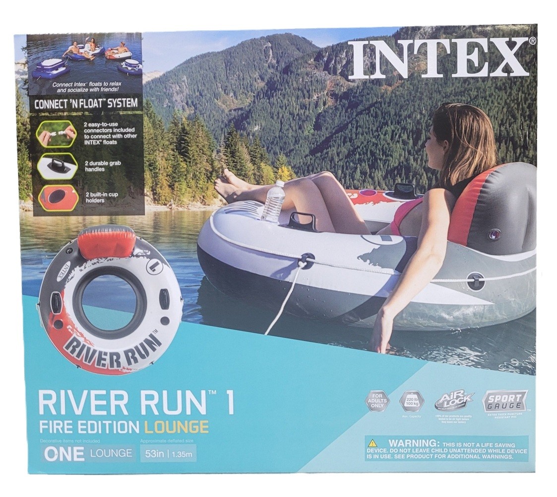 Intex Red River Run 1 Fire Edition Sport Lounge Inflatable Water Float 53inch Di