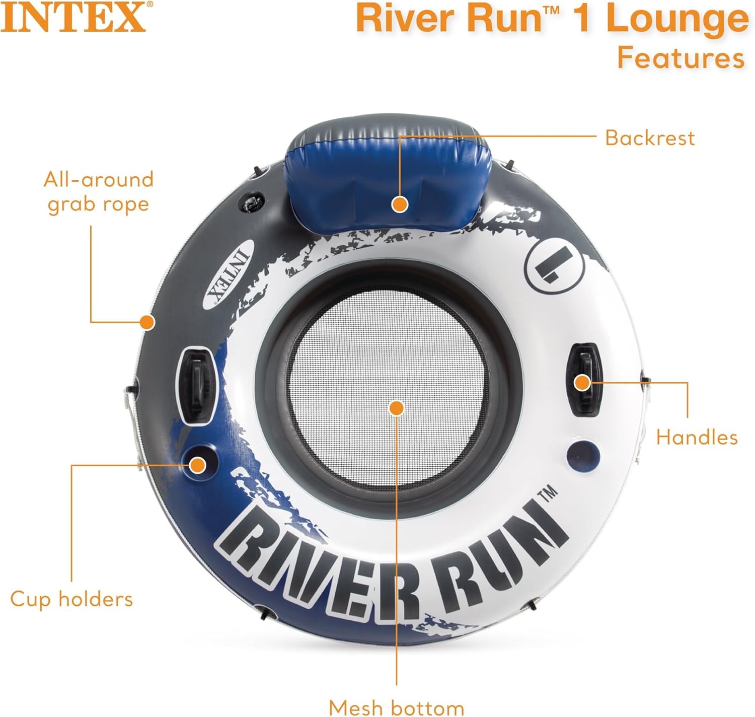 Intex River Run II 2Person Float with Builtin Cooler and Two River Run Single Ri