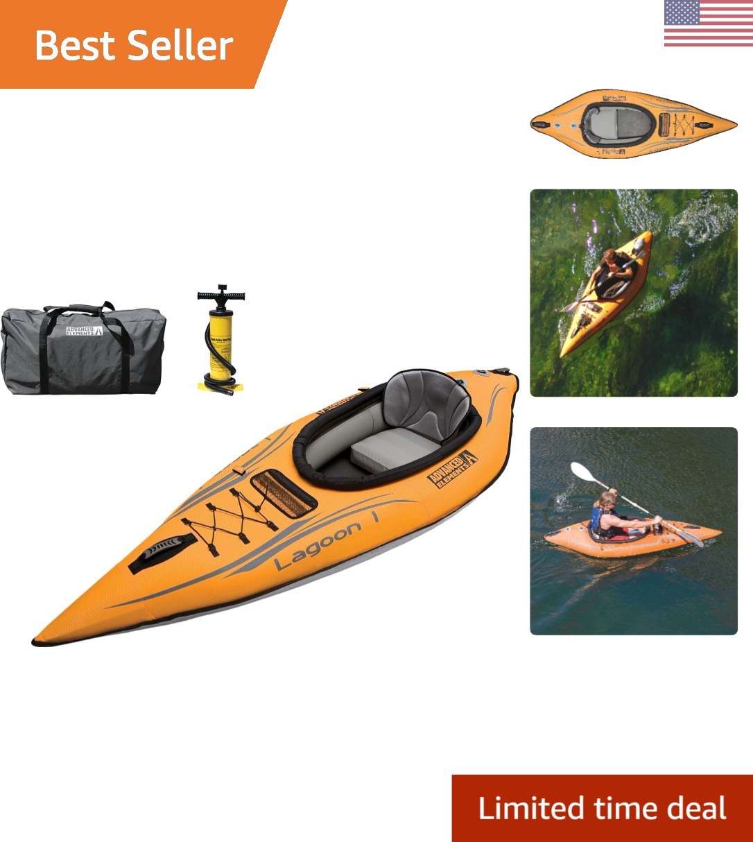 Lagoon 1-Person Inflatable Kayak – Durable, Lightweight & Easy to Transport