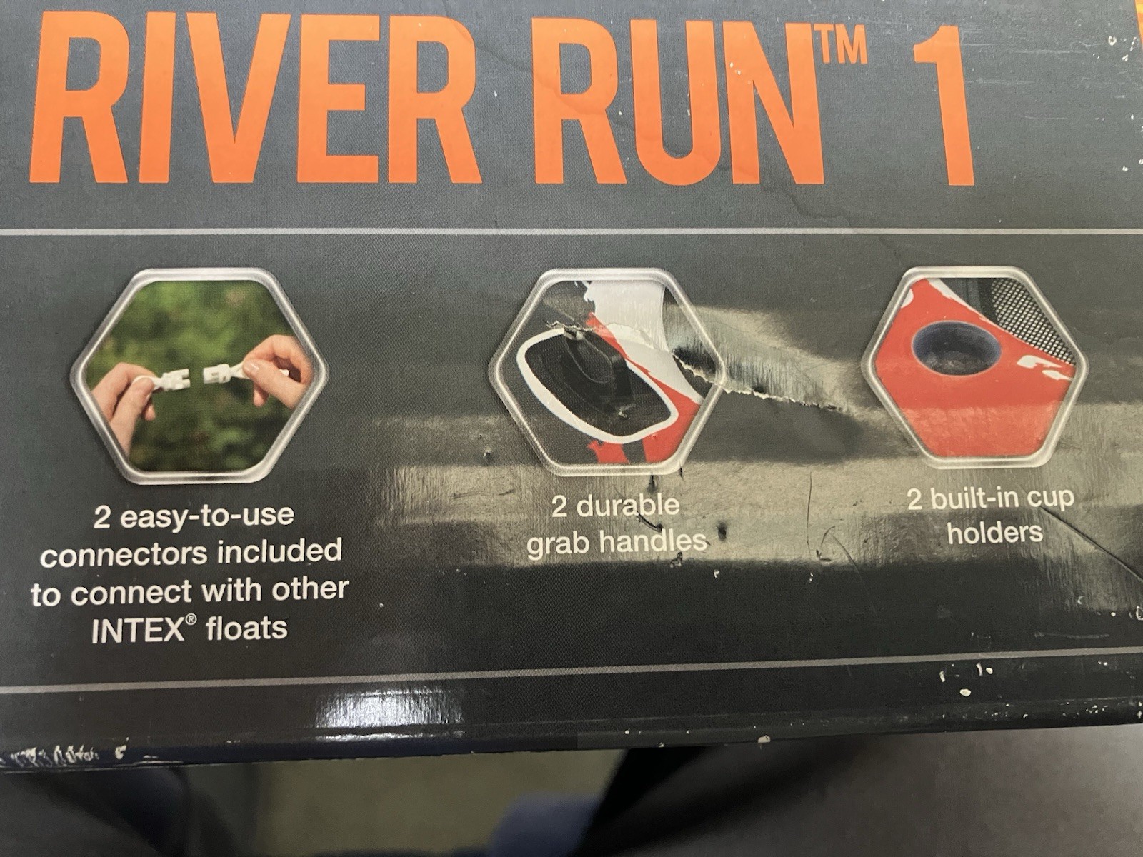 Intex River RunOne Lounge W/Back Support,Tube Float 53” Red & Gray Unopened Box