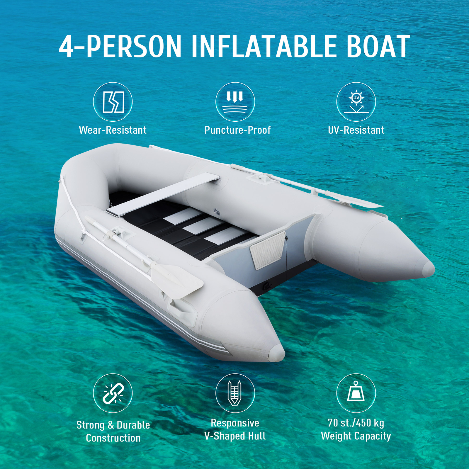 10ft Inflatable Boat w/pump Raft Fishing Dinghy Tender Pontoon Rescue Heavy Duty