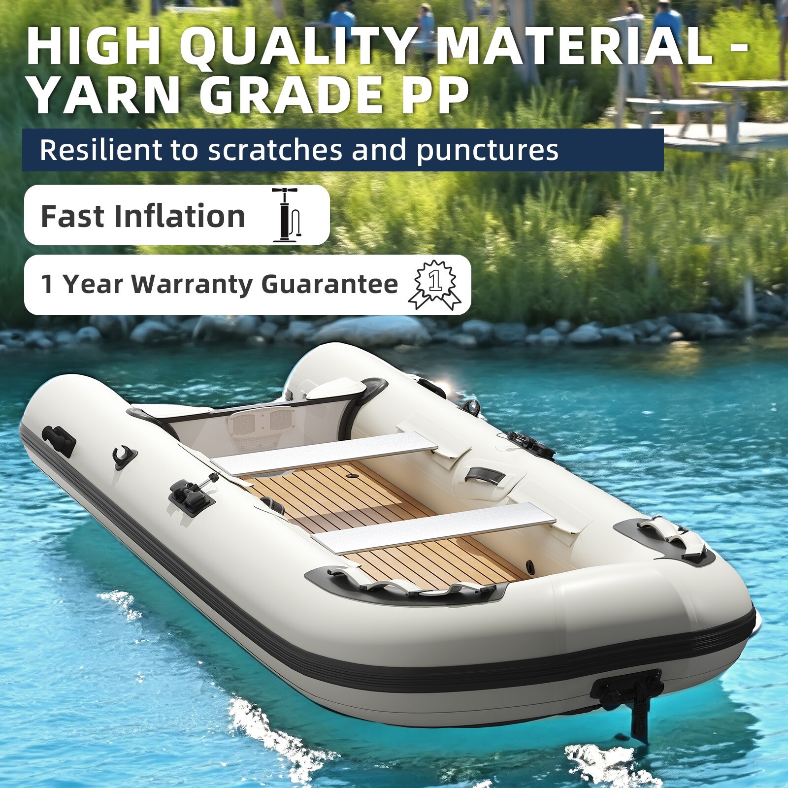 Danrelax 10.5ft Inflatable Dinghy Boat, 1200 lbs Capacity, Transom Sport