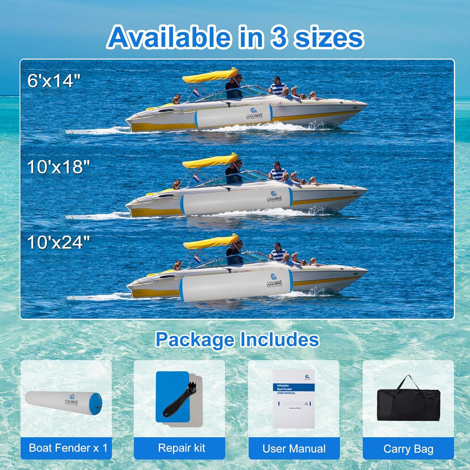10’x18″ Inflatable Boat Fenders for Fishing Boats, Jet Skis, Yachts, Heavy Duty