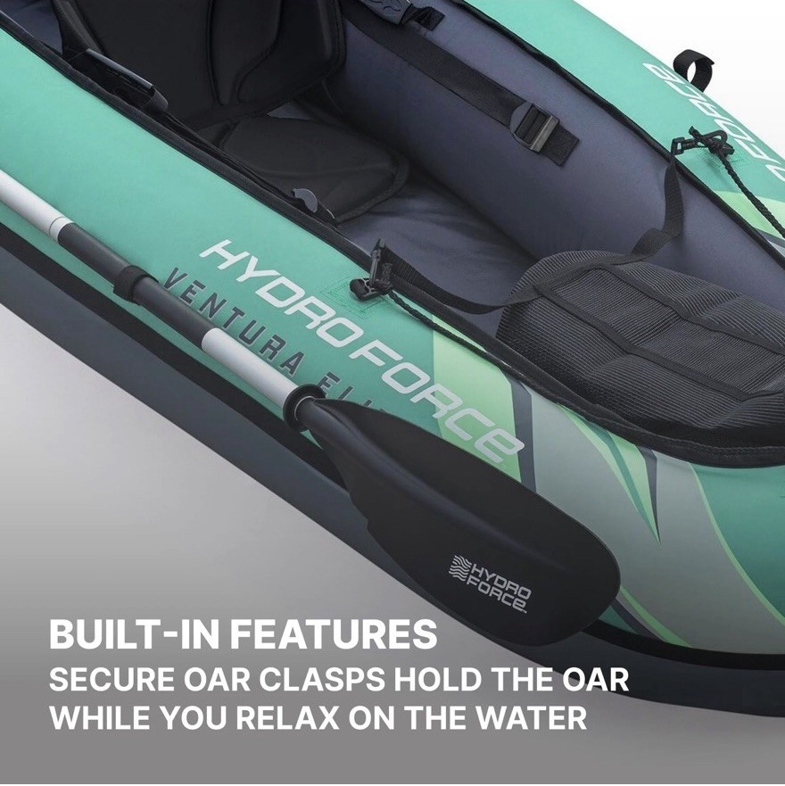 Hydro-Force Ventura Elite X1 Inflatable Kayak Set w/ Paddle, Pump, Fins, Seat