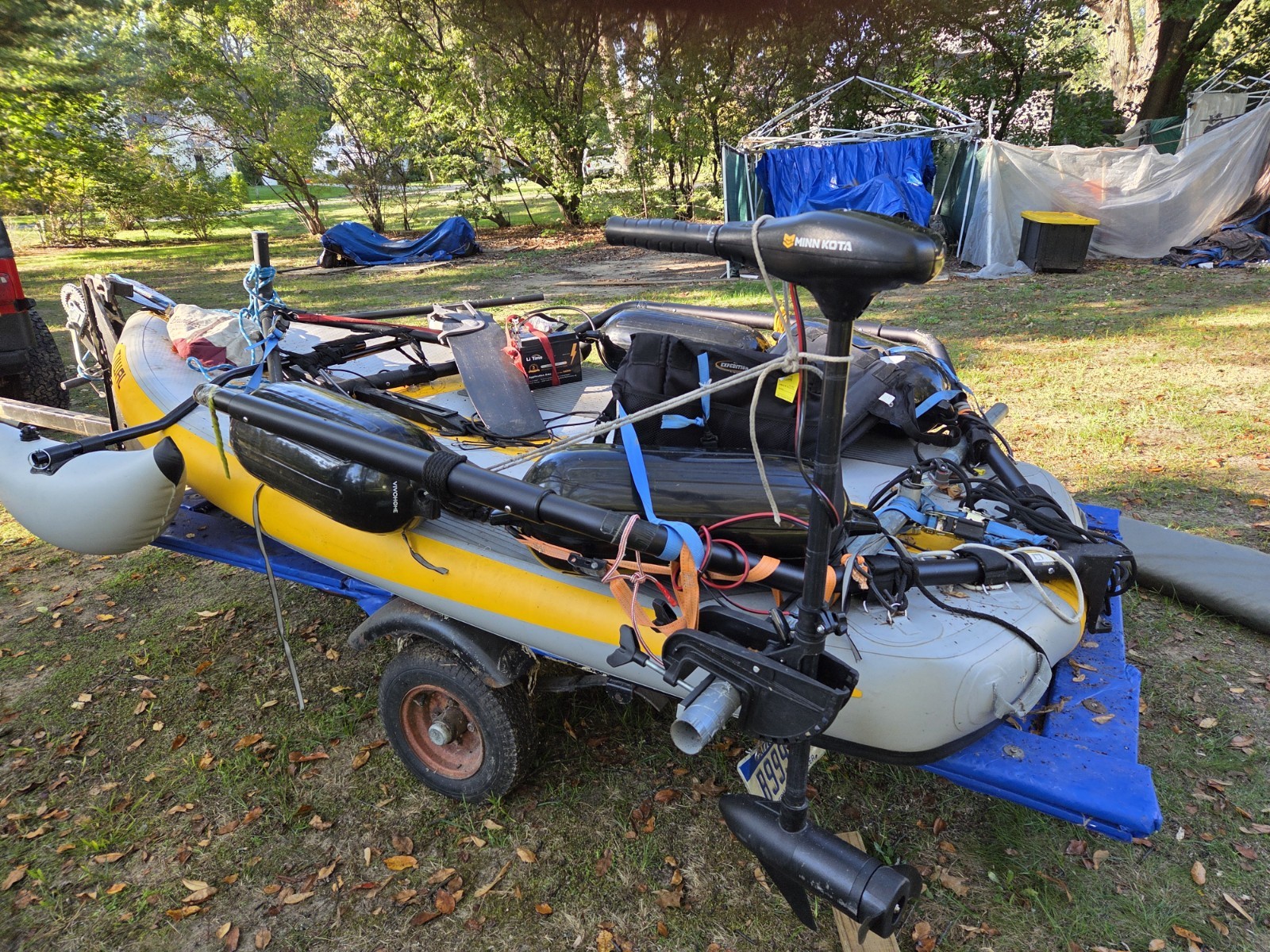 TIWAL Inflatable Pontoon Raft w/ VEVOR Pontoons, Motor Mount