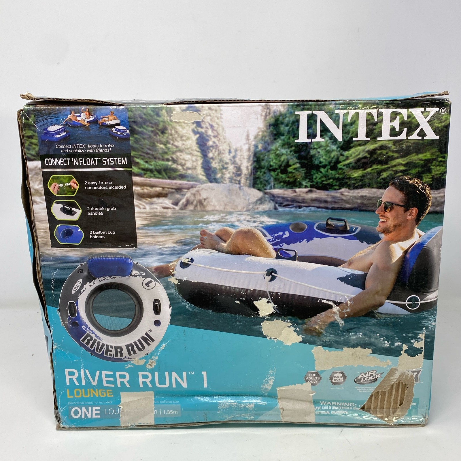 Intex River Run 1 53in Tube Blue/White w/ Backrest & Cup Holders