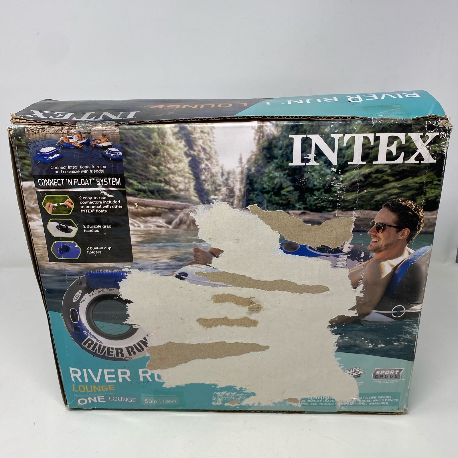 Intex River Run 1 Lounge Tube Blue 53in 1-Person w/Cup Holders