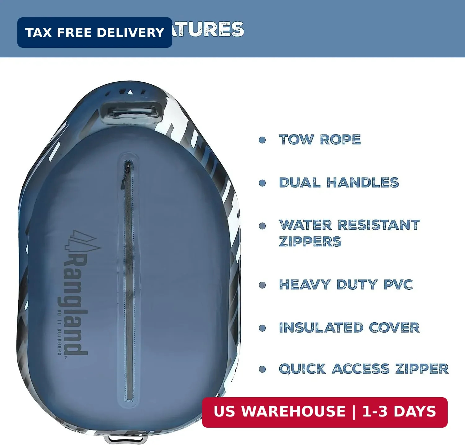 Adventure-30 Kayak River Cooler with Tow Rope, Insulated Heavy Duty PVC, Floatin