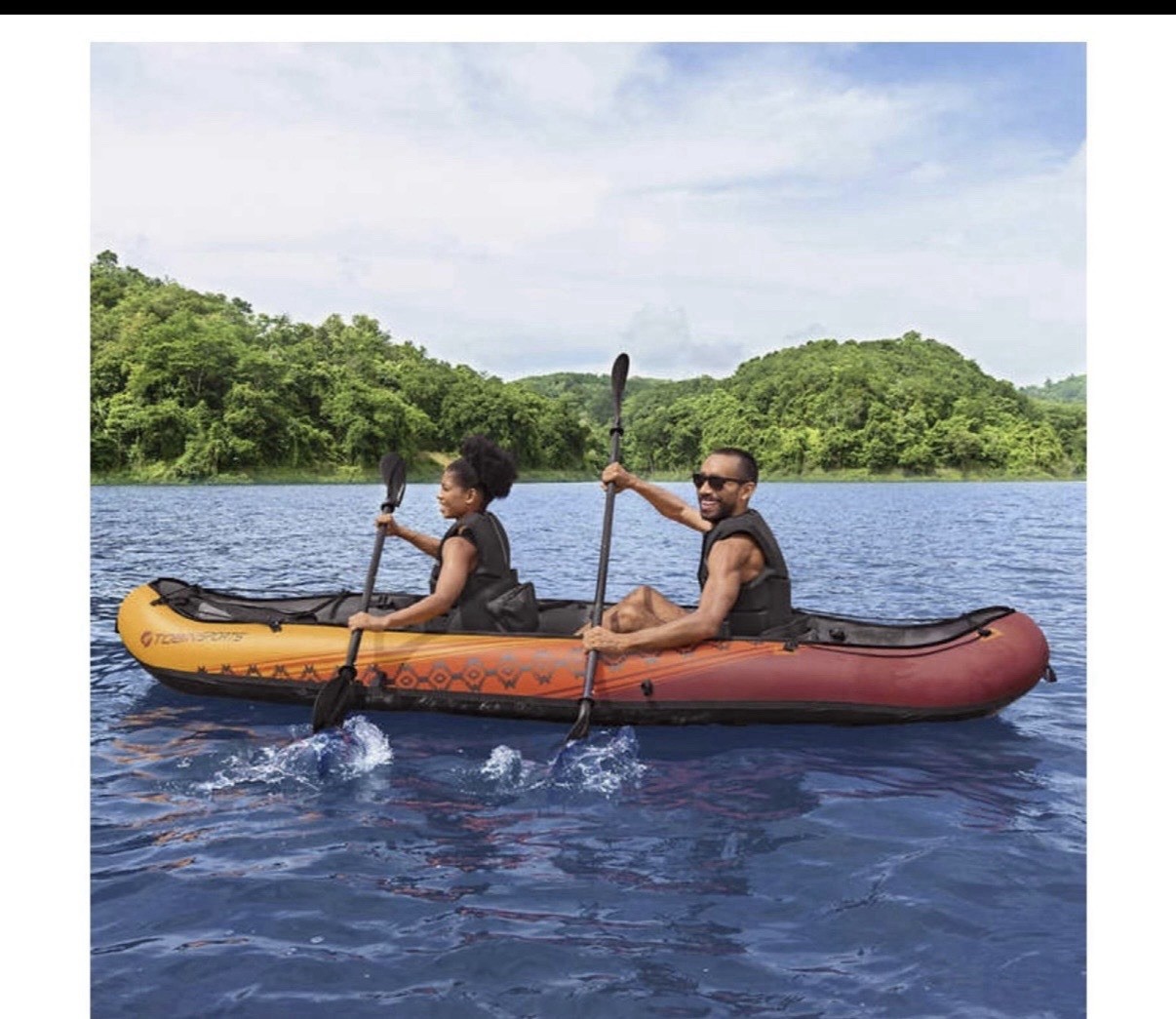 Tobin Sports Wavebreak Inflatable 2-Person Kayak Set w/ Paddles Pump Orange