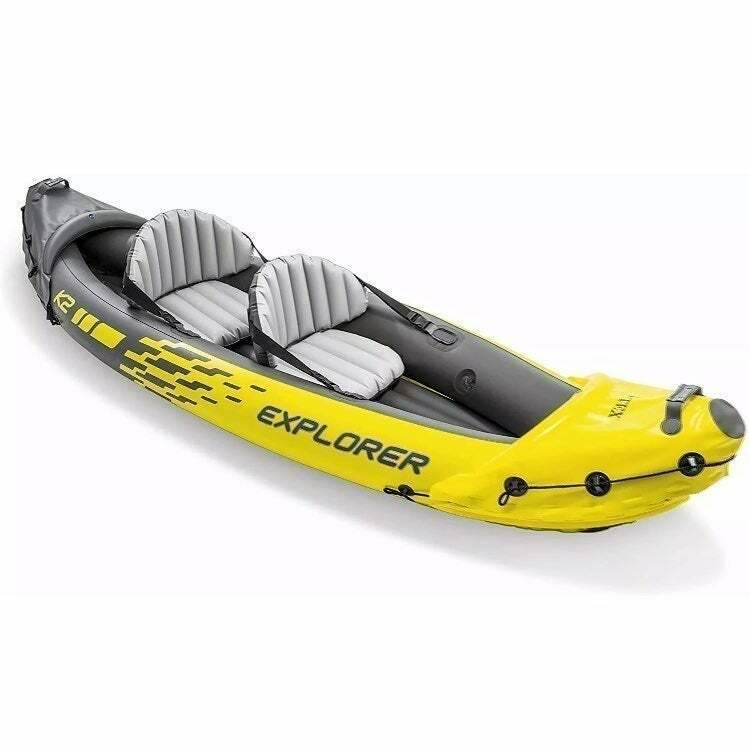 Intex Explorer K2 Inflatable 2-Person Yellow Kayak W/ Aluminum Oars & Air Pump
