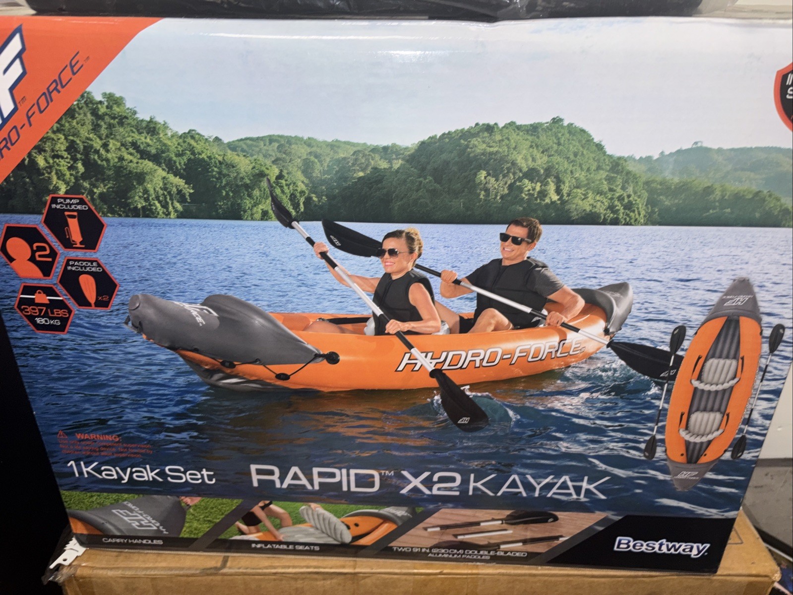 Bestway Hydro-Force Rapid X2 Inflatable 2 Person Kayak Outdoor Lake and River