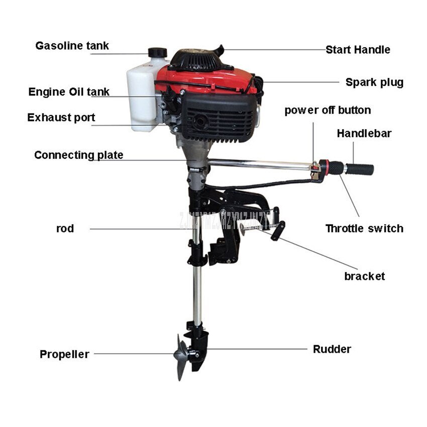 Boat Gasoline Oil Engine 4 Stroke 2HP 4HP Outboard Motor for Boat 2 Stroke