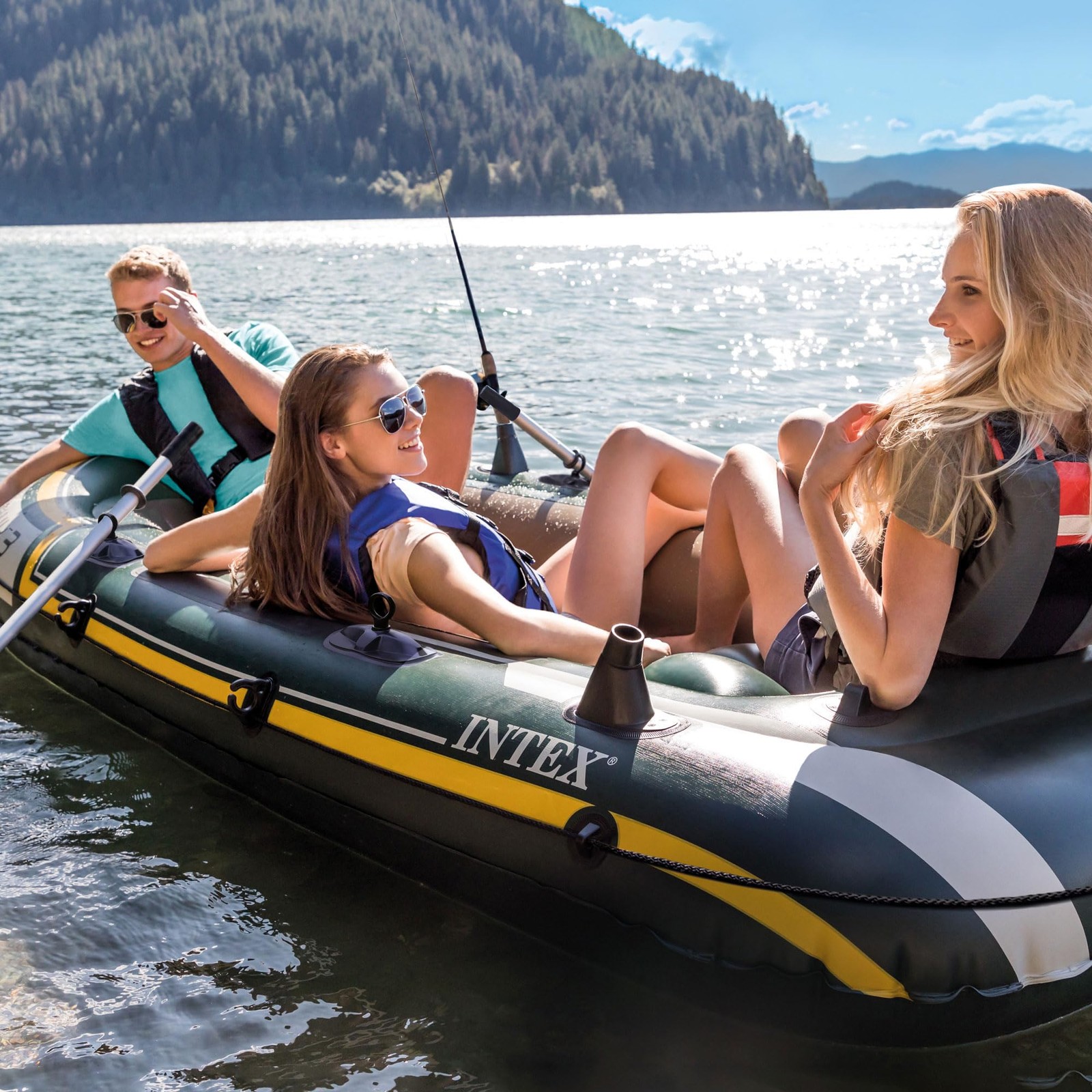 Intex Seahawk 3 Inflatable Boat For 3 Persons With Oars Pump And Accessories
