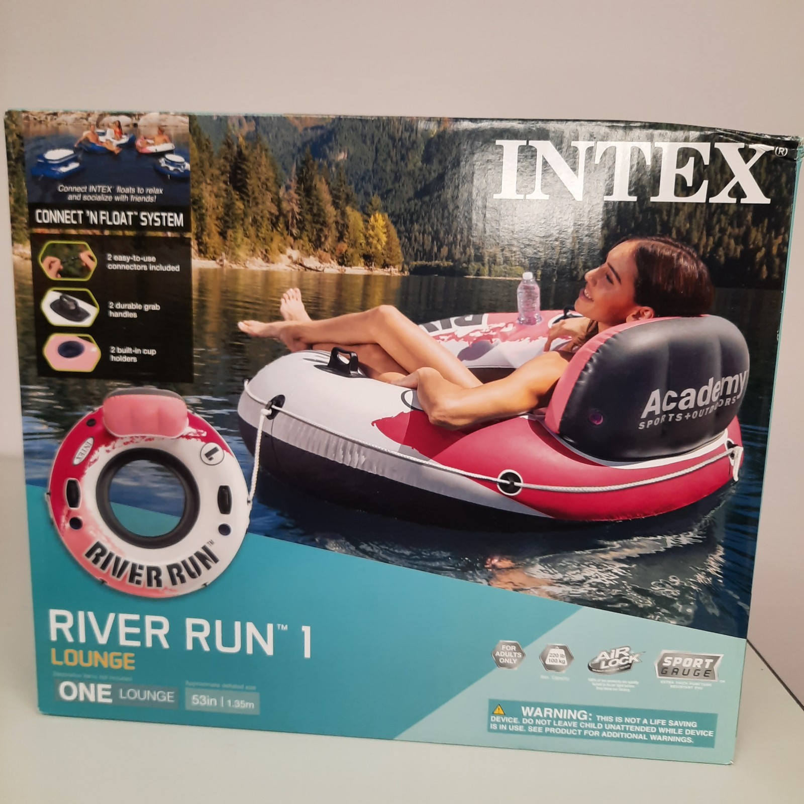 Intex River Run 1 Lounge Connect ‘N Float System Pink & White #56829AY – 53″