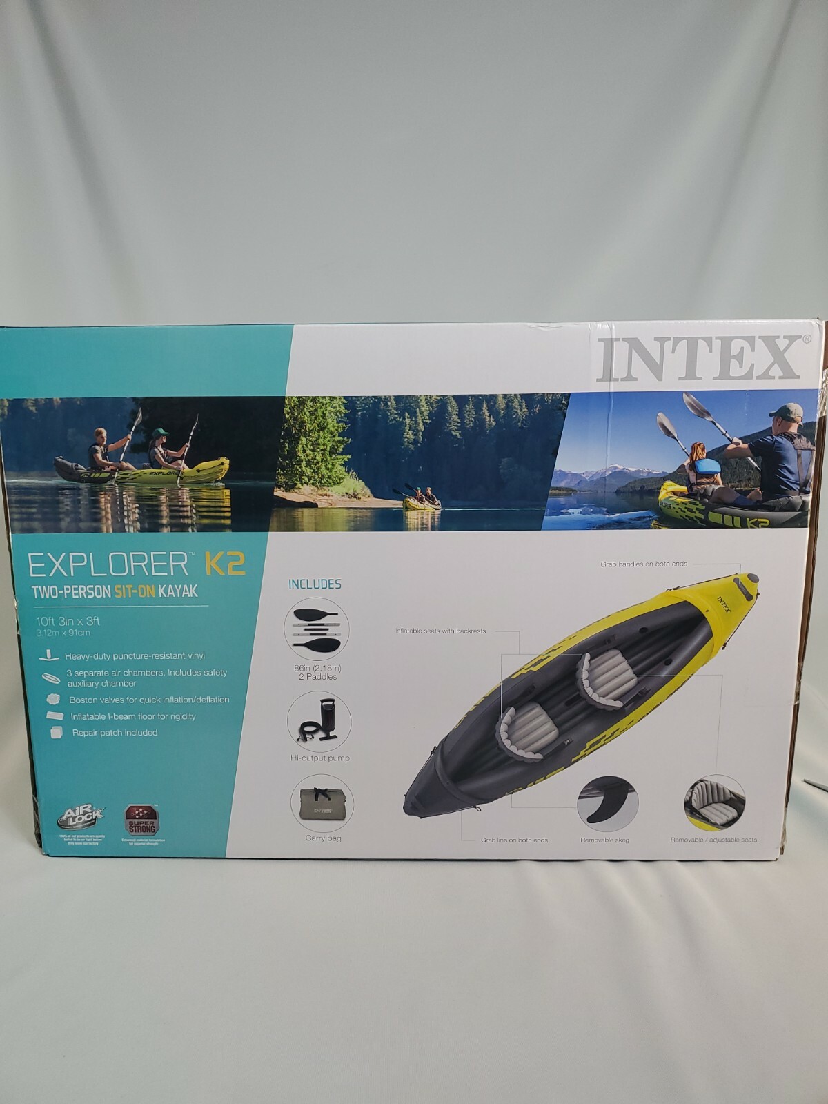 Intex Explorer K2 Inflatable Kayak with Oars and Hand Pump In Hand! Ships Fast!