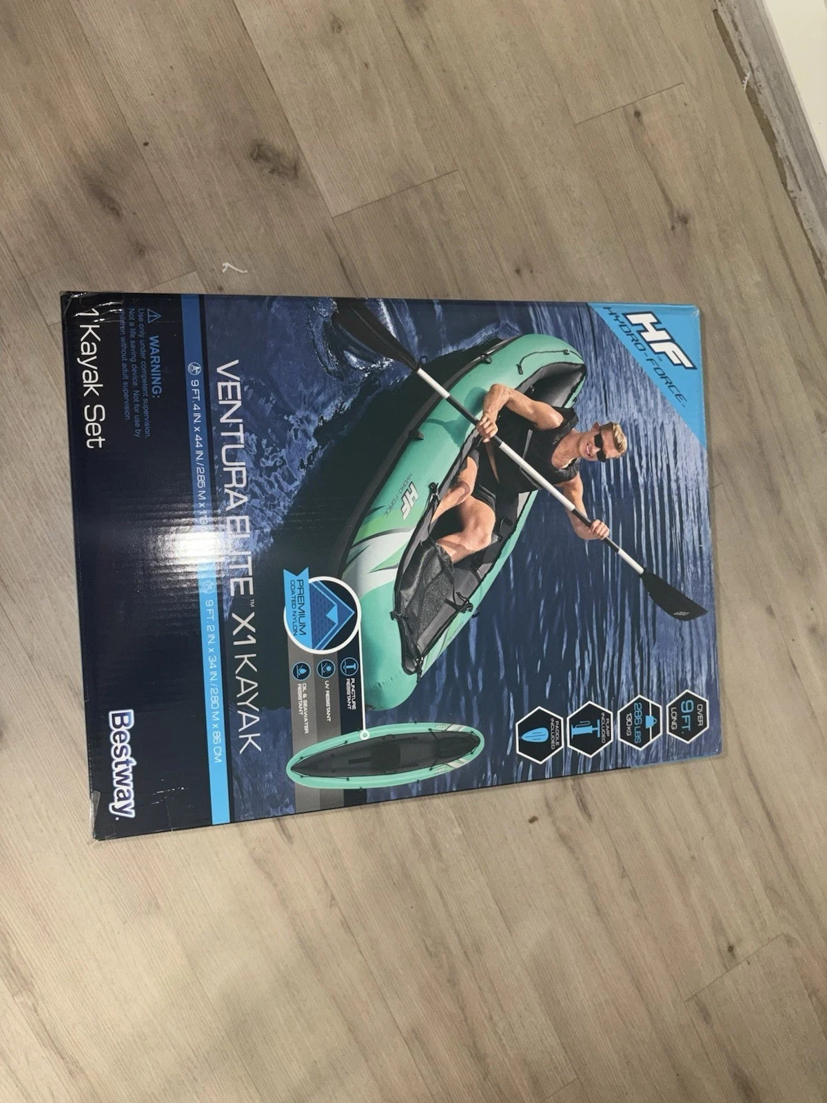 Hydro-Force Ventura Elite X1 Inflatable Kayak Set Teal/Gray w/ Paddle & Pump NIB