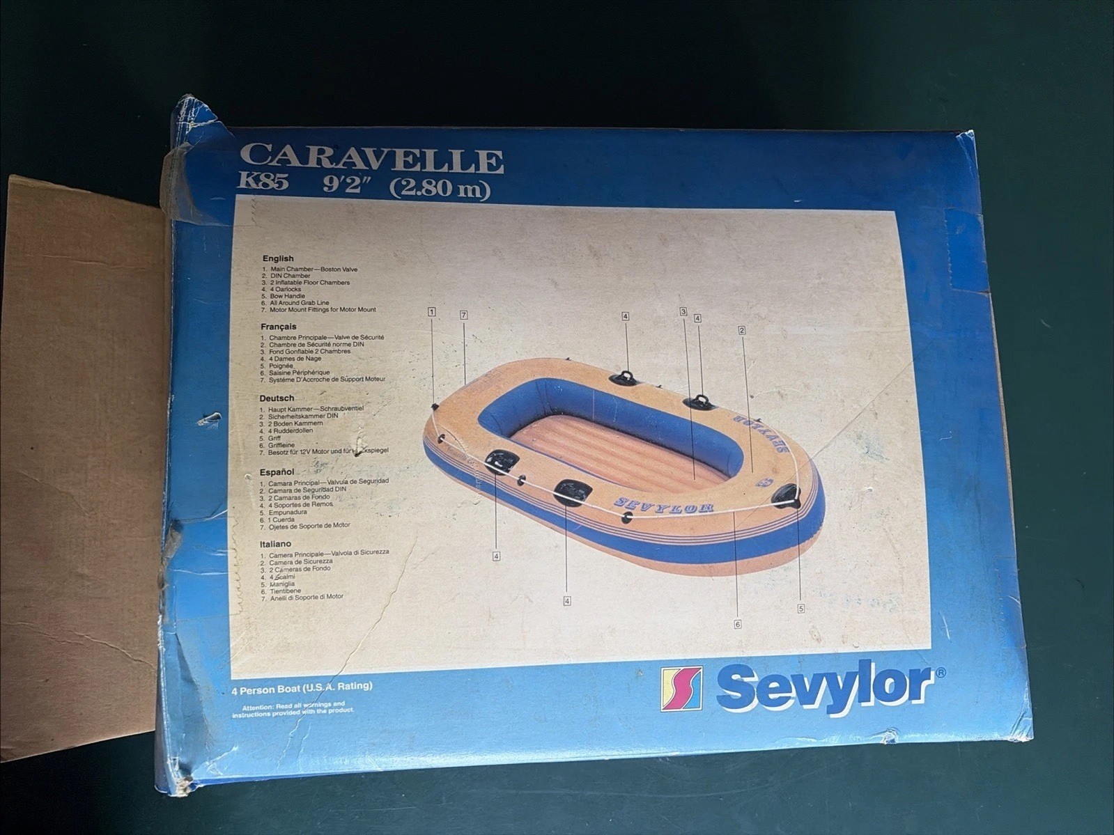 9’ 2” Sevylor CARAVELLE K85 3- or 4-Person (Up To 700 Lbs) Boat Inflatable Raft