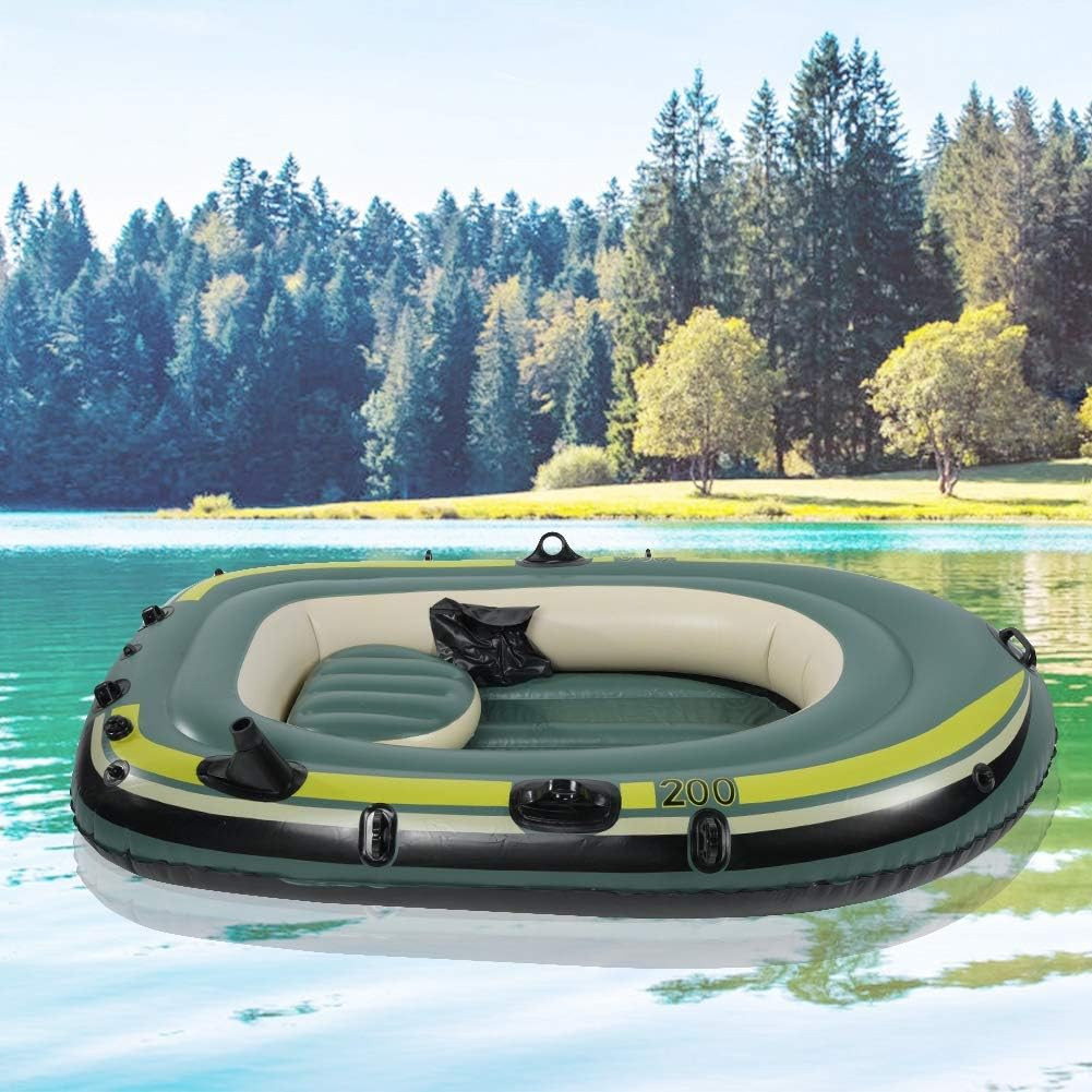 2 Person Inflatable Boat Inflatable Boats for Adults Heavy Duty Green PVC Inflat