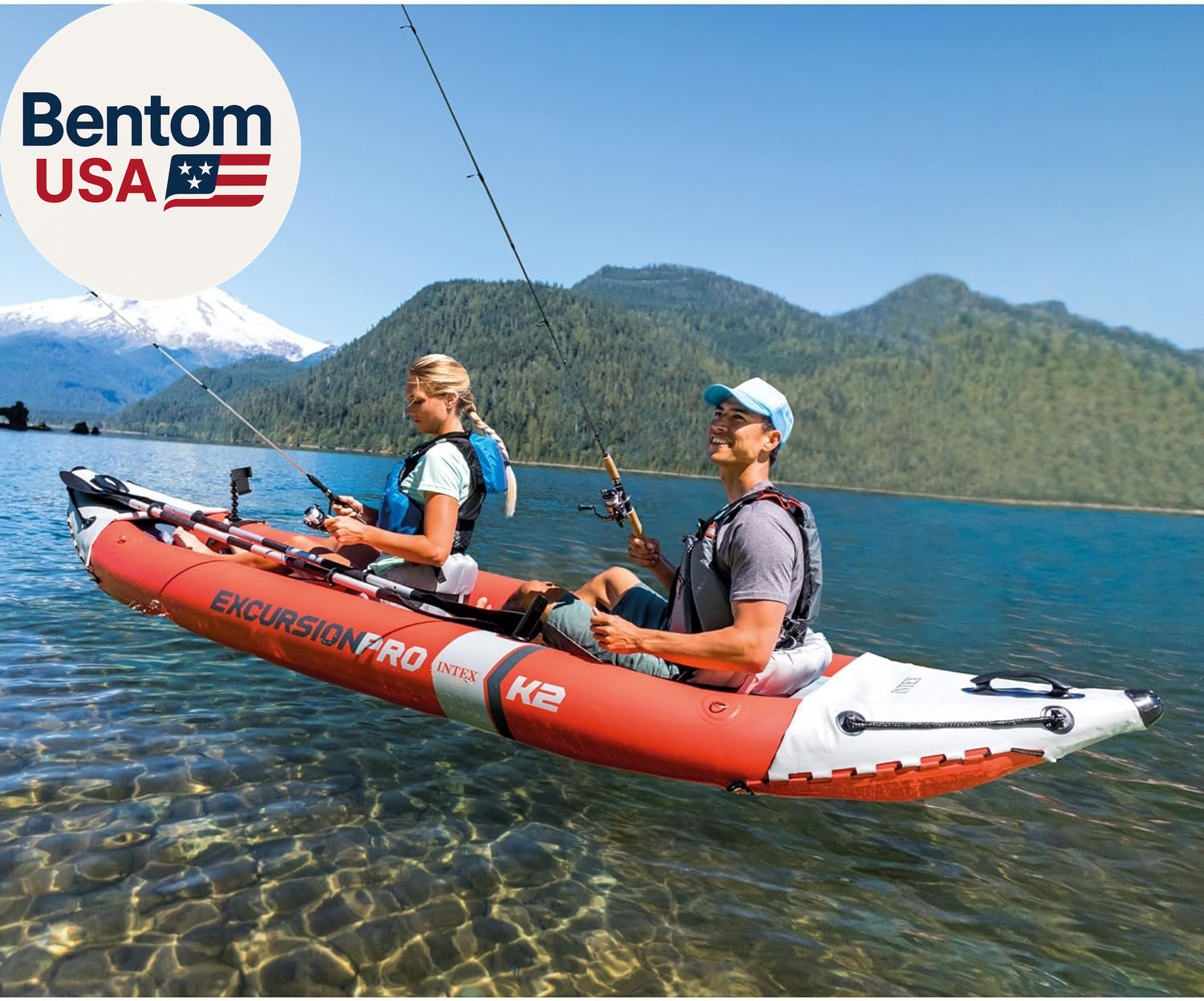 68309EP Excursion Pro K2 Inflatable Kayak Set: Includes Deluxe 86In Kayak Paddle