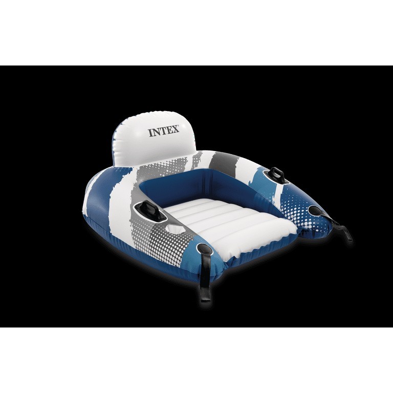 Intex RIVER LOUNGE Inflatable Water Float, 51” Diameter, Blue/White 🆕