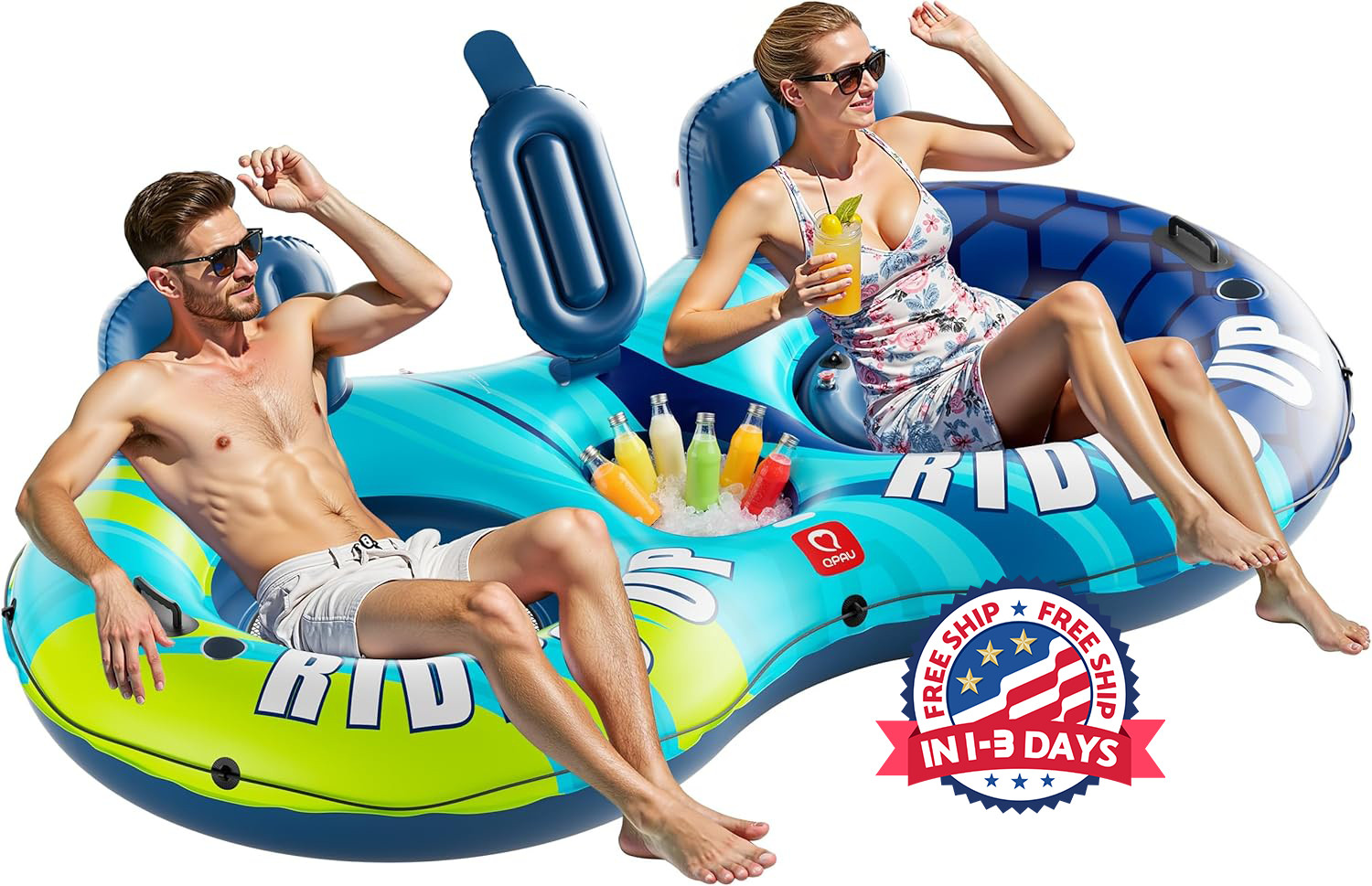 Tubo inflable de río doble de alta resistencia, capacidad para 2 personas, 300kg